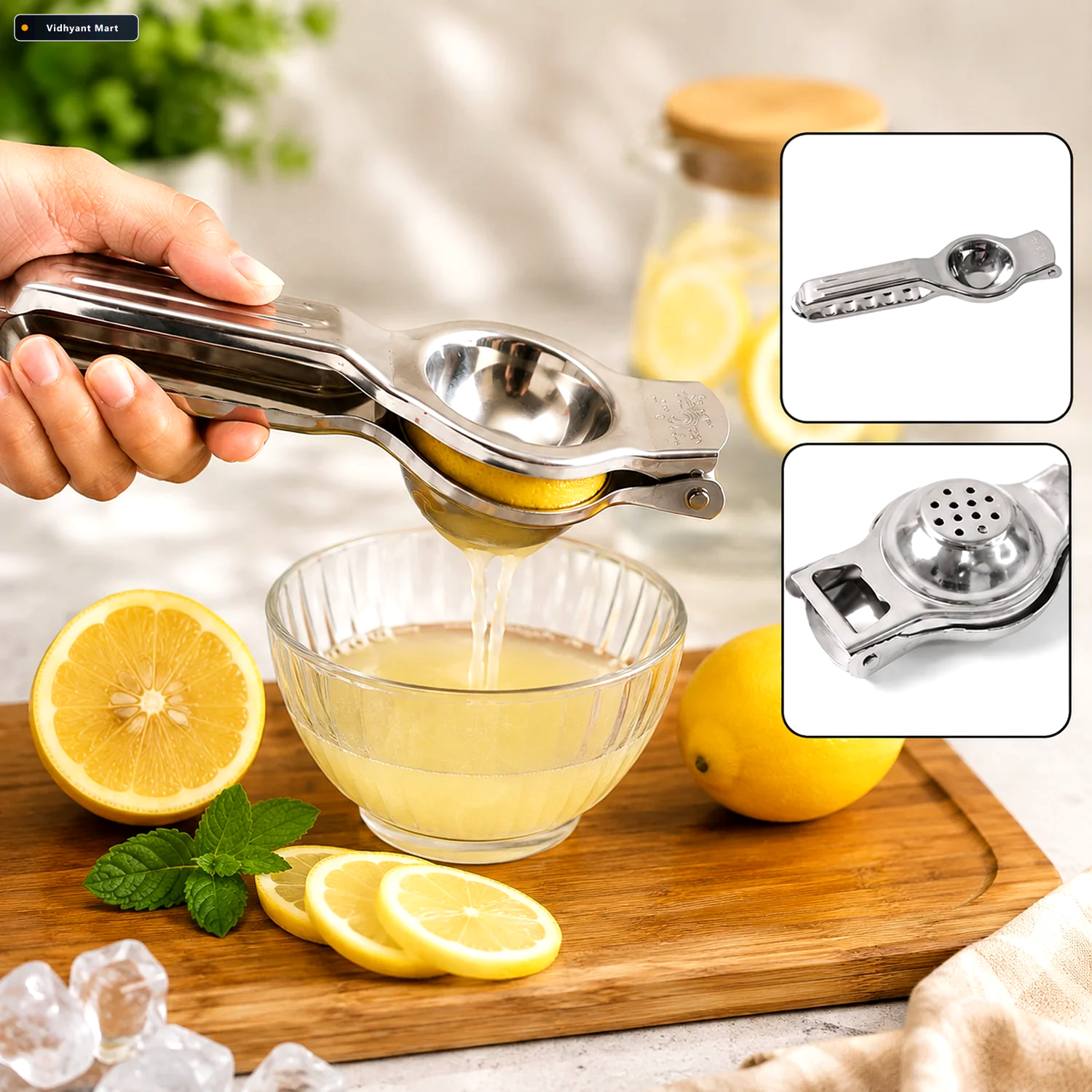 Vidhyant Mart Stainless Steel Lemon Squeezer 2 In 1 Juicer With 1