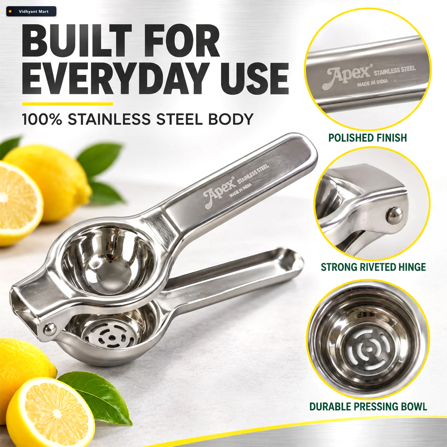 Vidhyant Mart Stainless Steel Lemon Squeezer With Bottle Opener 3