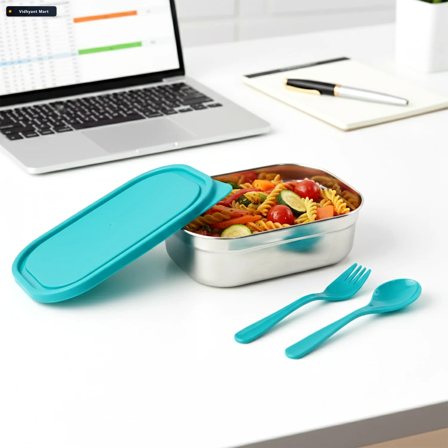 Vidhyant Mart Stainless Steel Lunch Box Set Leak Resistant With 3