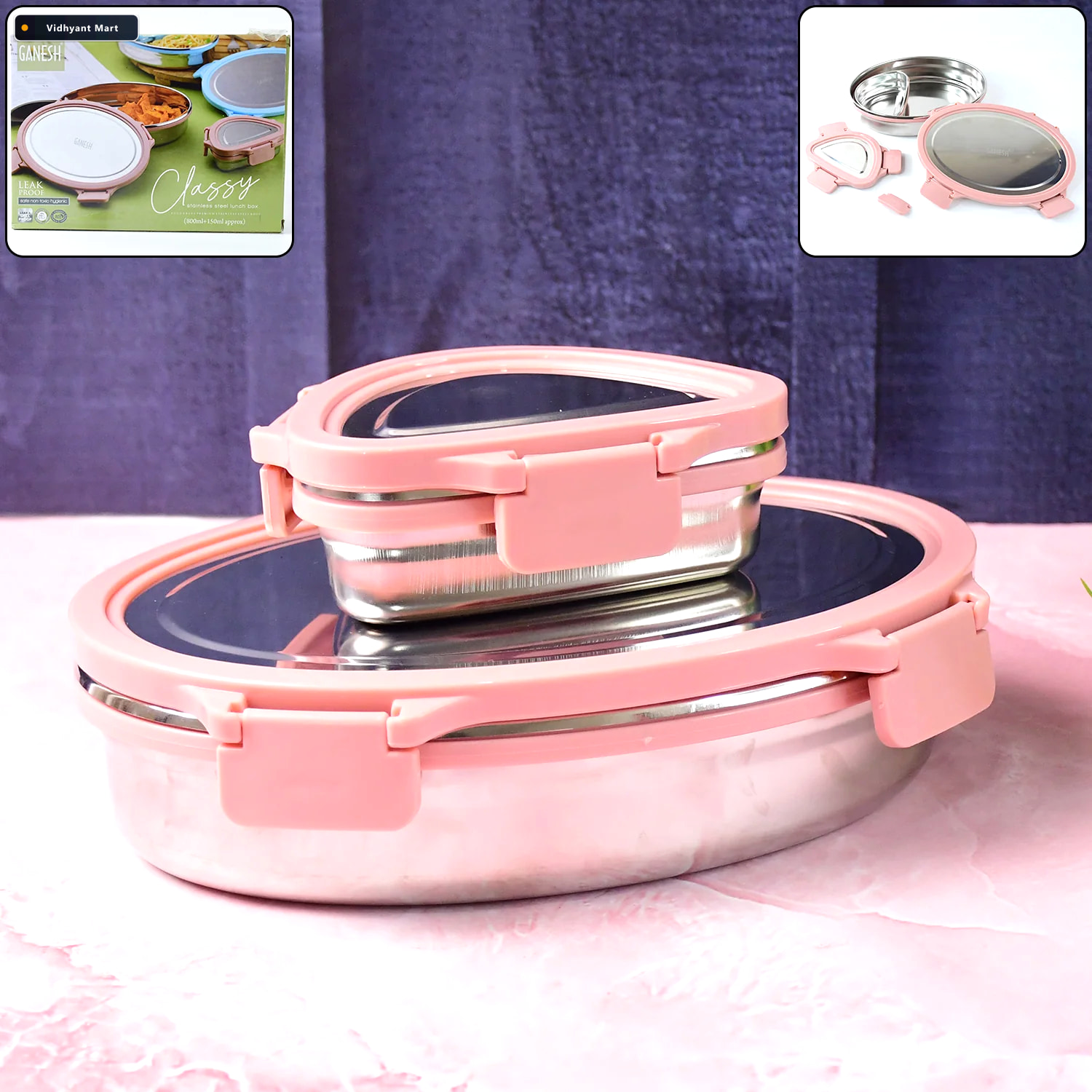 Vidhyant Mart Stainless Steel Lunch Box Set Leakproof Durable 2 2