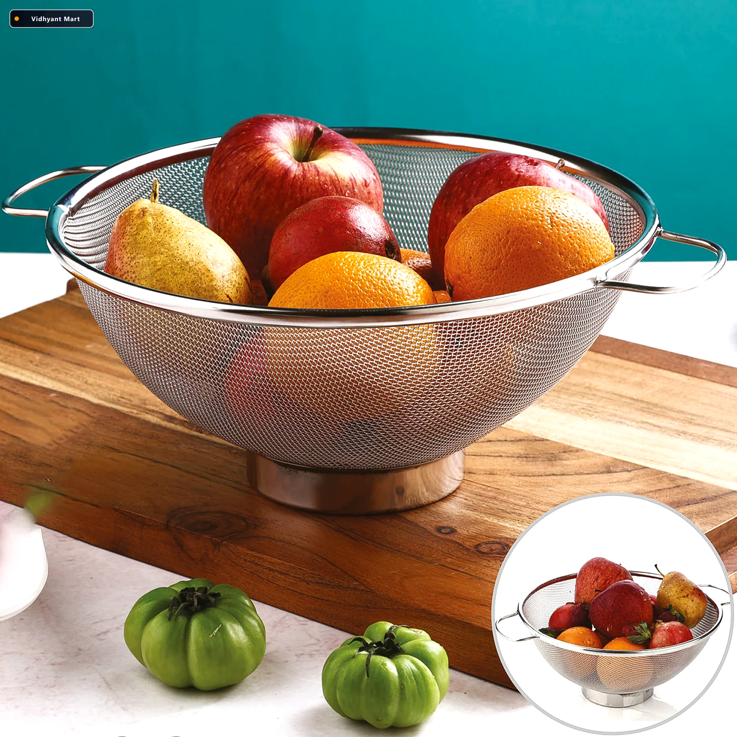 Vidhyant Mart Stainless Steel Mesh Colander Durable Kitchen Stra 1
