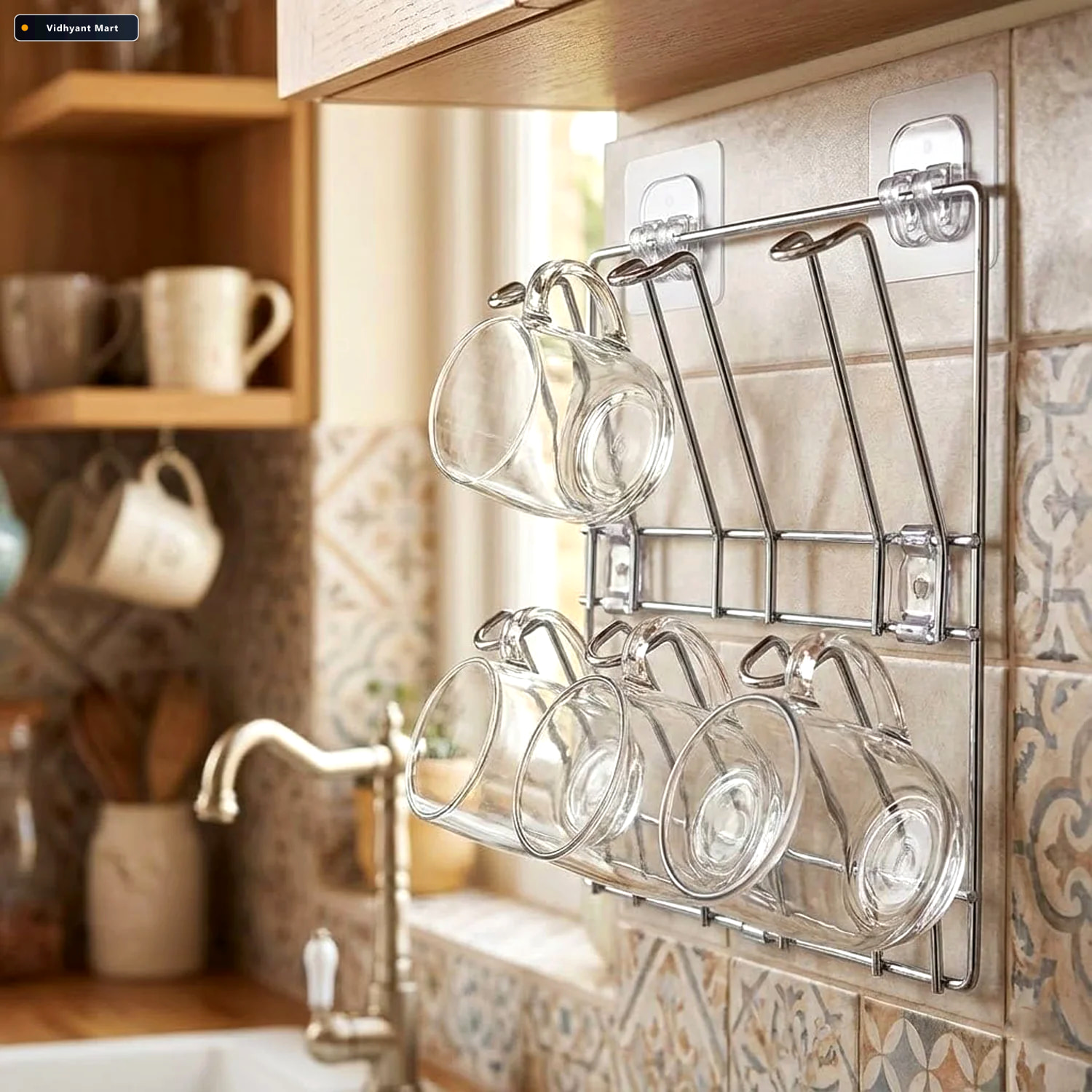 Vidhyant Mart Stainless Steel Mug Holder Rack Space Saving Kitch 3