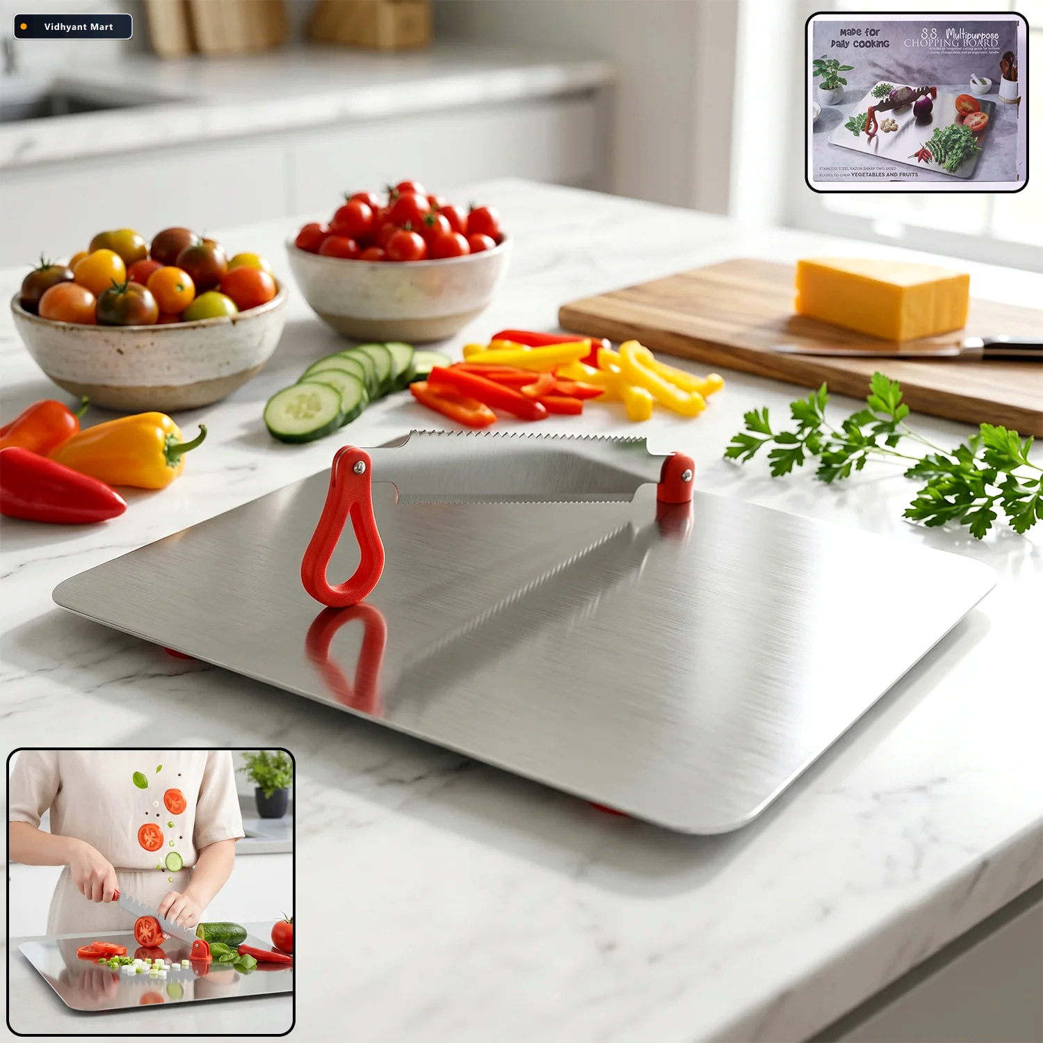 Vidhyant Mart Stainless Steel Multipurpose Chopping Board Hygien 1