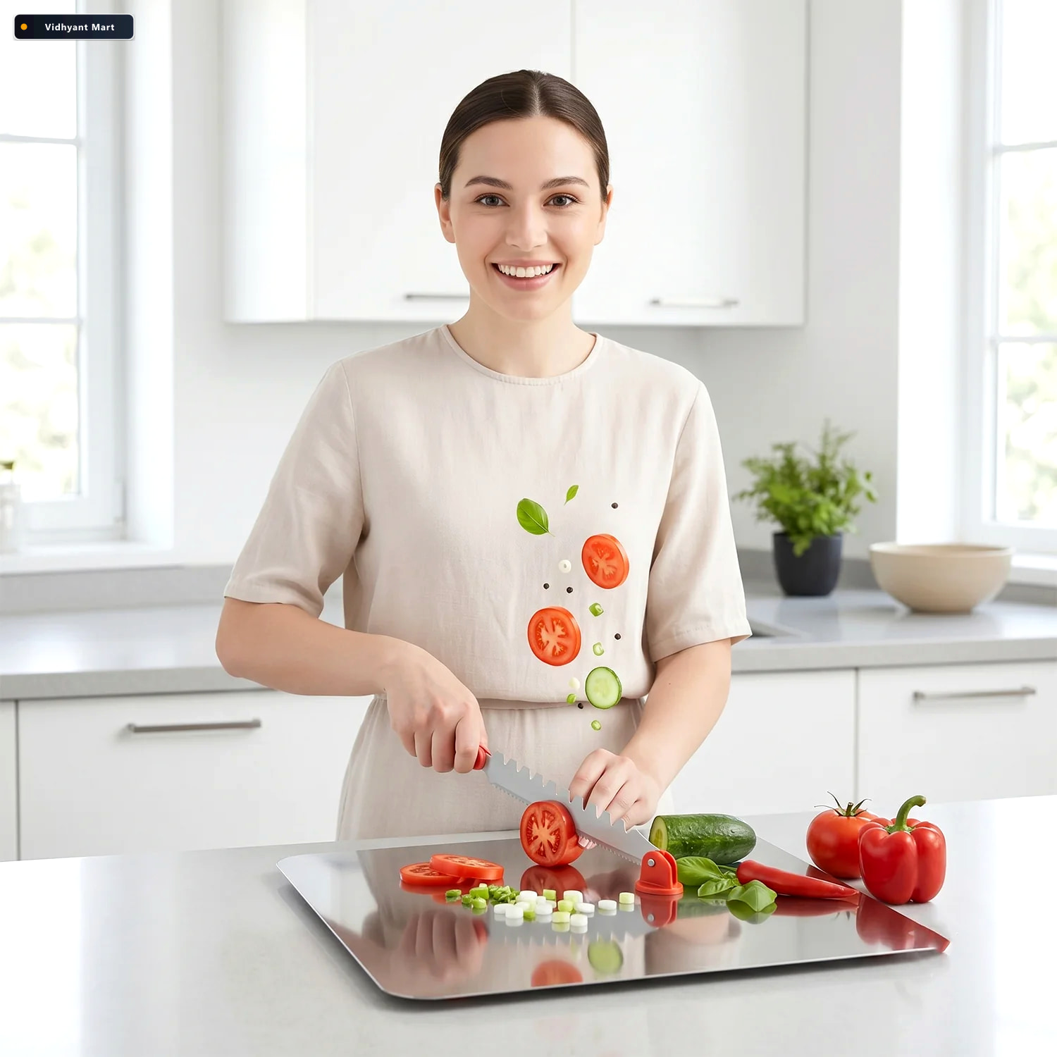Vidhyant Mart Stainless Steel Multipurpose Chopping Board Hygien 3