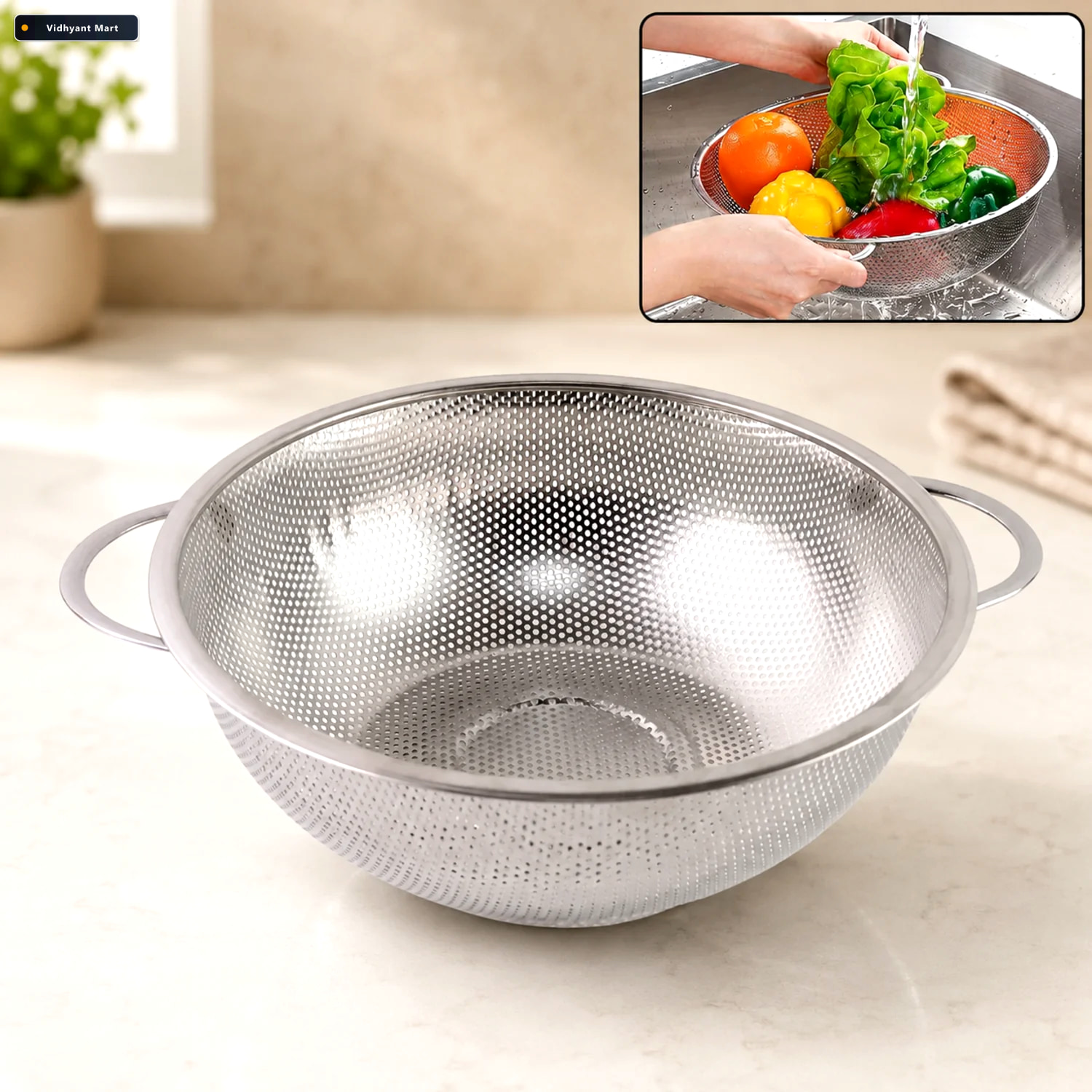 Vidhyant Mart Stainless Steel Multipurpose Collapsible Strainer 1