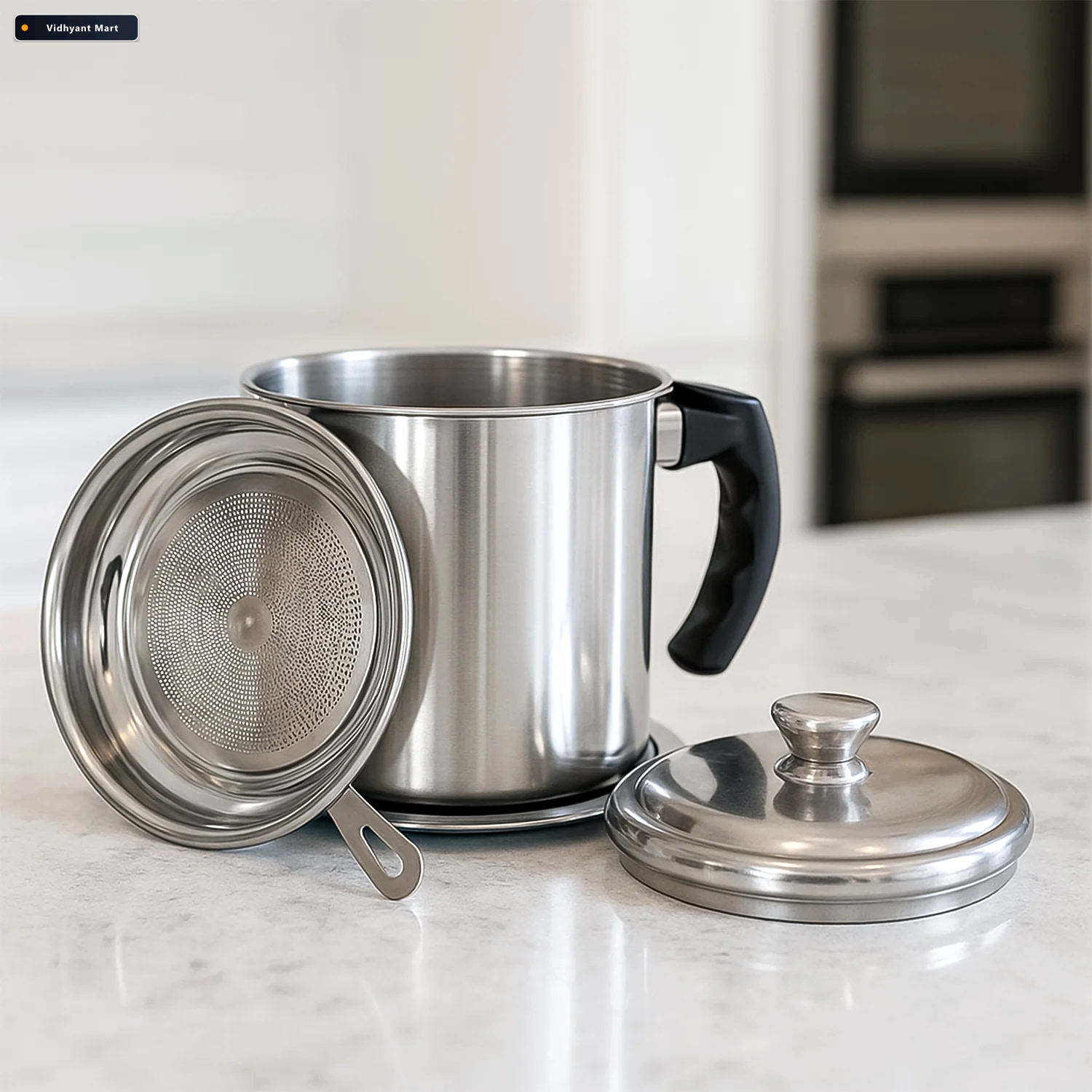 Vidhyant Mart Stainless Steel Oil Filter Pot 13l Durable Reusabl 2