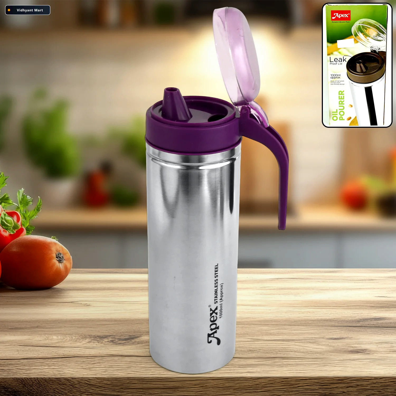 Vidhyant Mart Stainless Steel Oil Pourer 1000ml Durable Kitchen 1