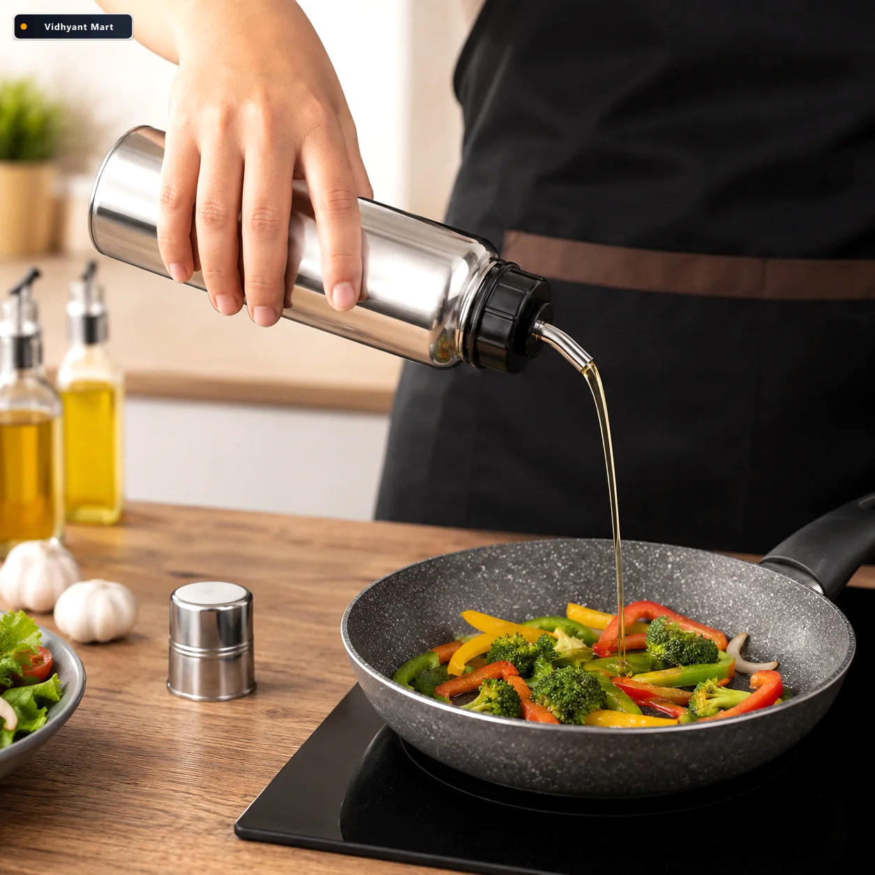 Vidhyant Mart Stainless Steel Oil Pourer 750ml Leak Proof Durabl 1