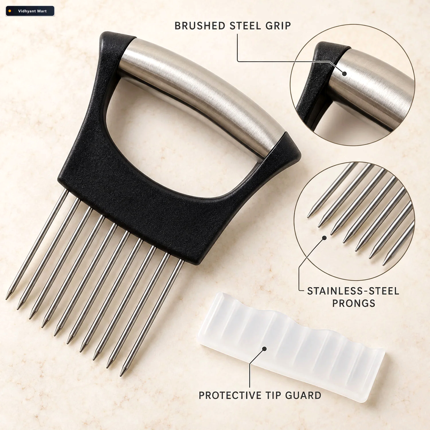 Vidhyant Mart Stainless Steel Onion Cutter And Slicer Holder Wit 3
