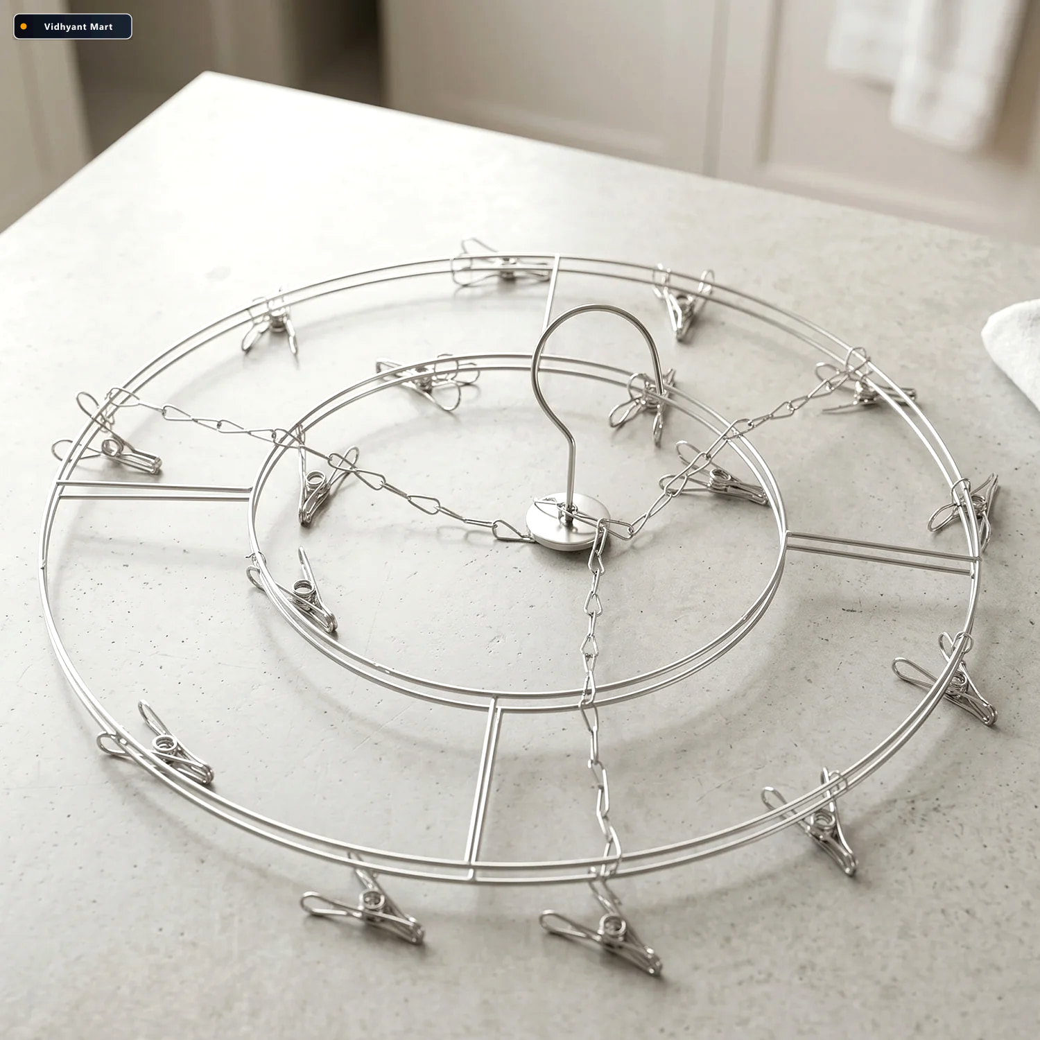 Vidhyant Mart Stainless Steel Round Multi Clip Drying Hanger For 3