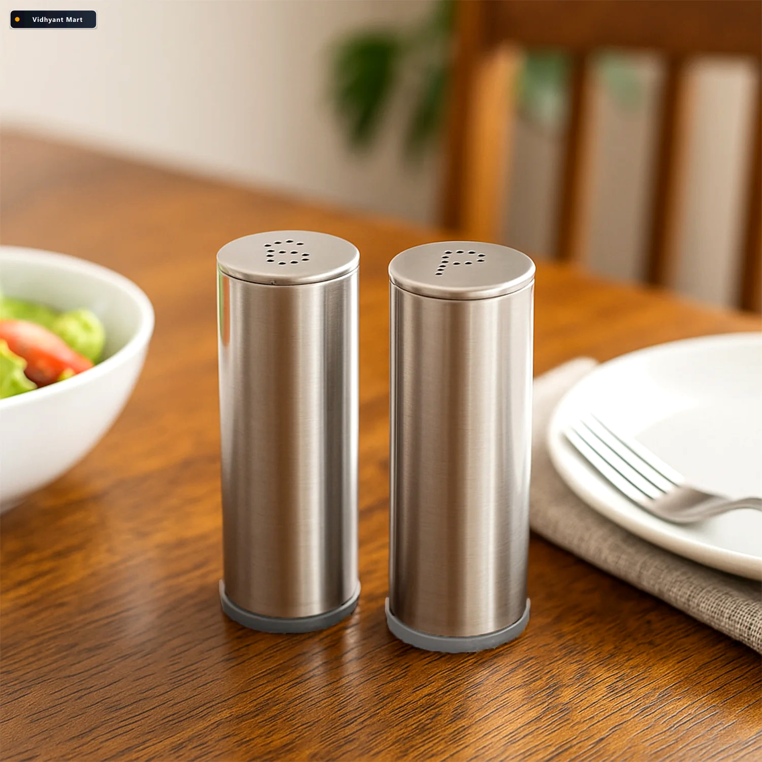 Vidhyant Mart Stainless Steel Salt And Pepper Shaker Set Durable 3