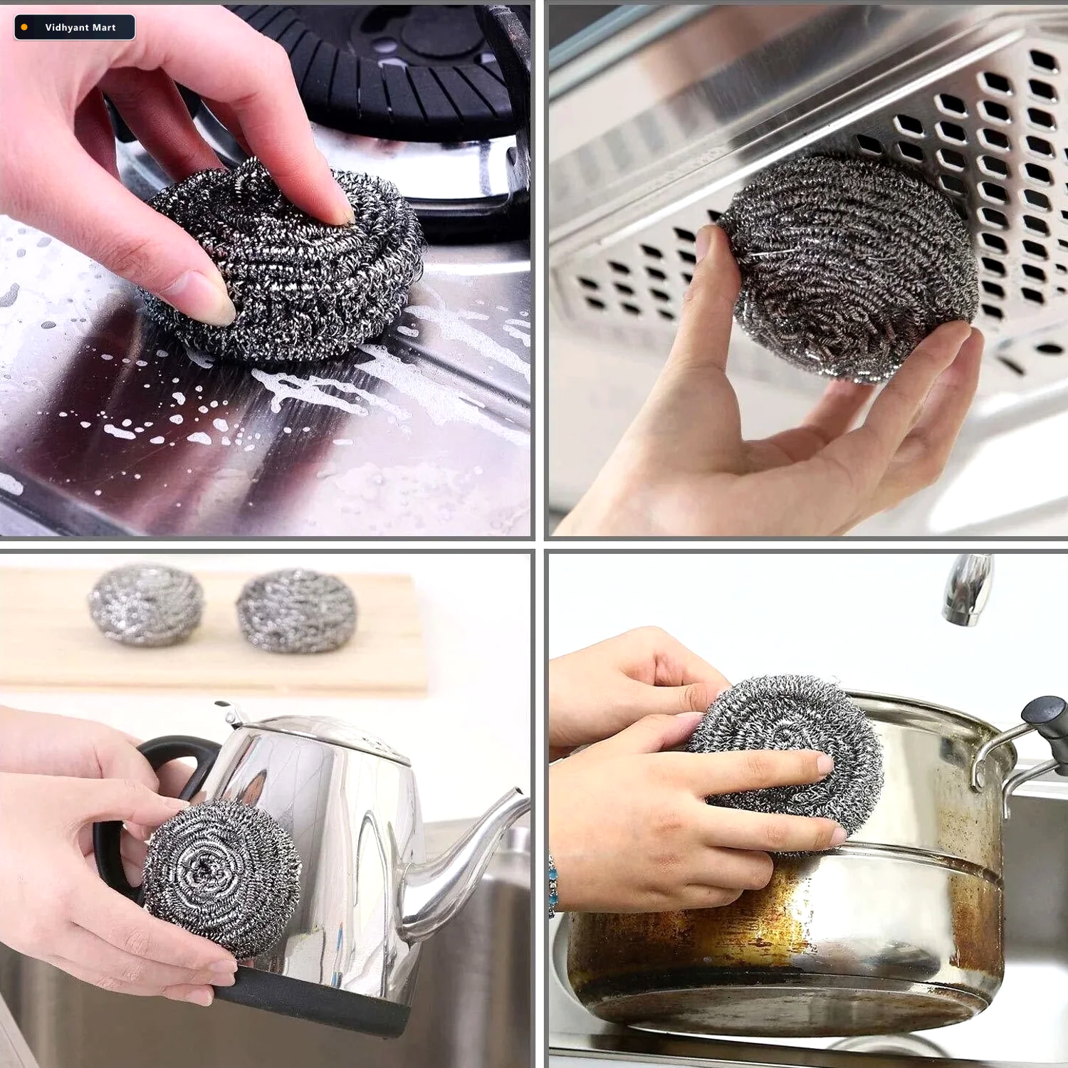 Vidhyant Mart Stainless Steel Scrubber Heavy Duty Kitchen Cleani 3