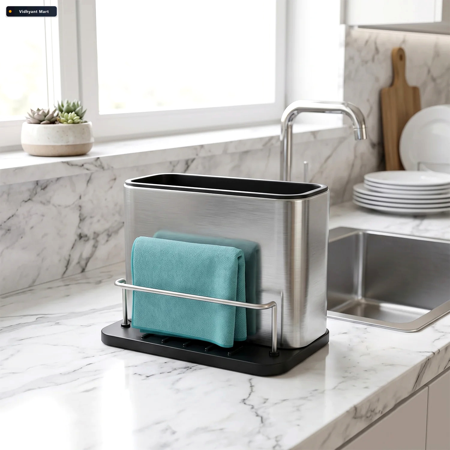 Vidhyant Mart Stainless Steel Sink Caddy Organizer Rack Holder K 2