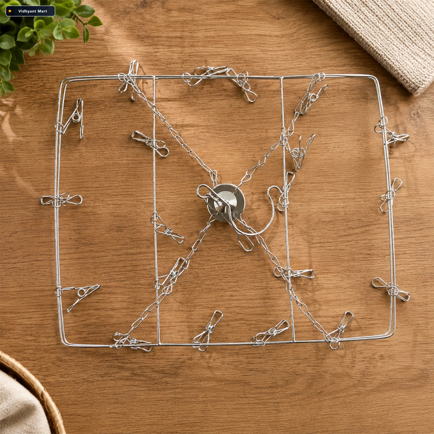 Vidhyant Mart Stainless Steel Square Multi Clip Drying Hanger Fo 3