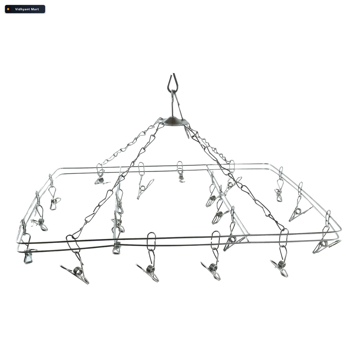 Vidhyant Mart Stainless Steel Square Multi Clip Drying Hanger Fo 4