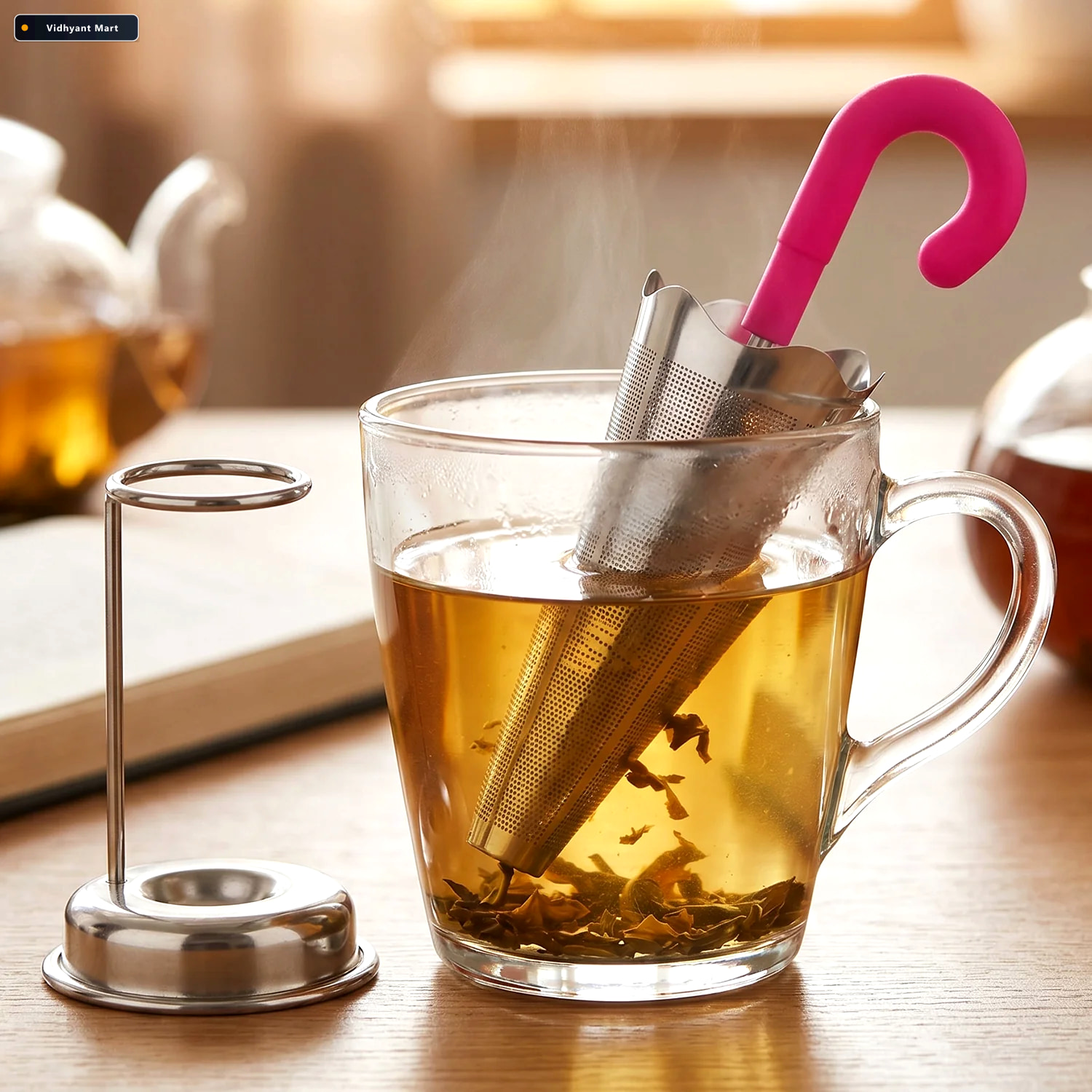 Vidhyant Mart Stainless Steel Tea Strainer Umbrella Design Drip 2