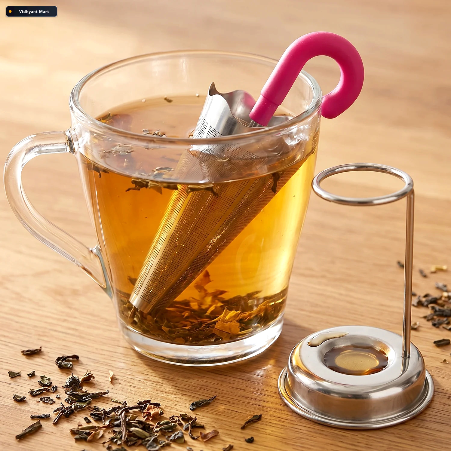 Vidhyant Mart Stainless Steel Tea Strainer Umbrella Design Drip 4