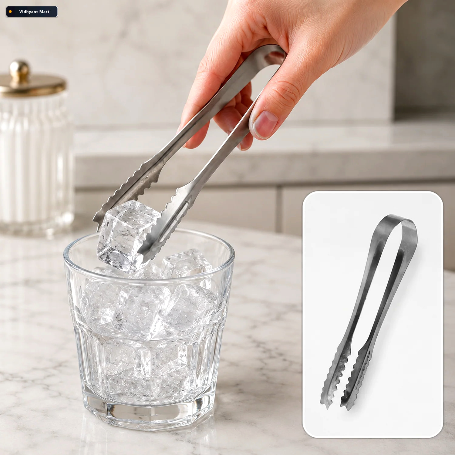 Vidhyant Mart Stainless Steel Tongs 13cm Ice Sugar Serving Quick 1