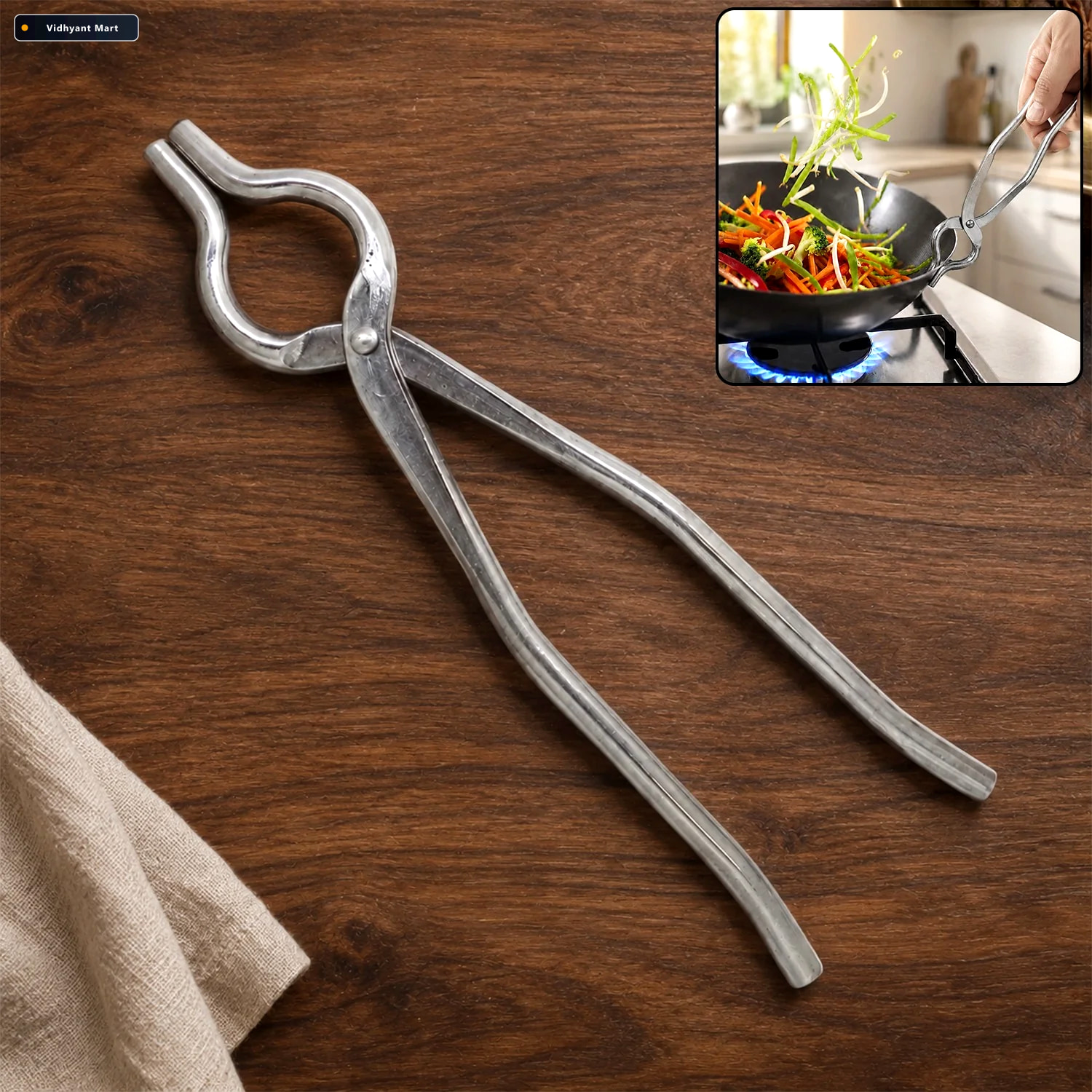 Vidhyant Mart Stainless Steel Tongs Durable Kitchen Cooking Tong 1