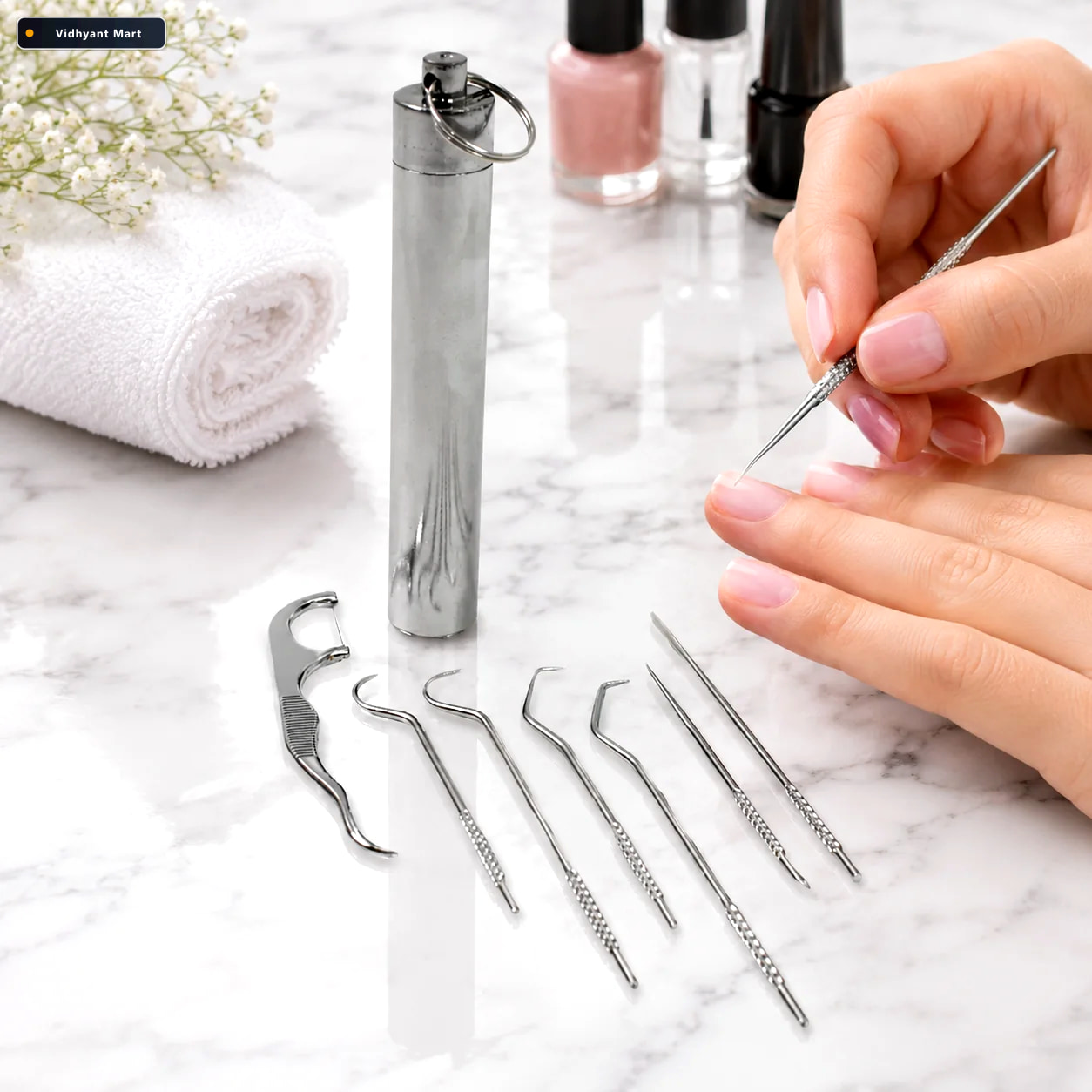 Vidhyant Mart Stainless Steel Toothpick Set 7 In 1 Portable Dent 1