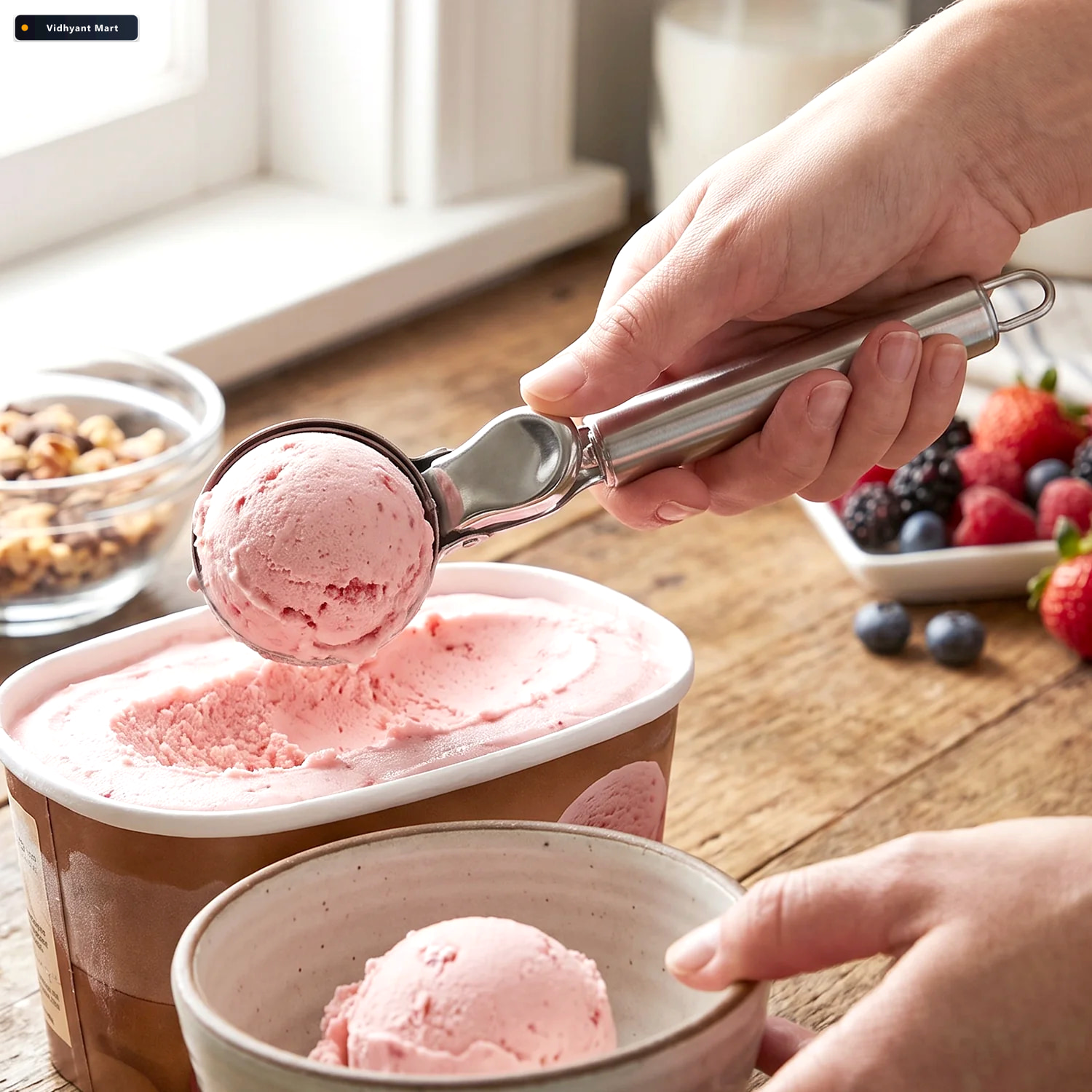 Vidhyant Mart Stainless Steel Trigger Release Ice Cream Scoop Co 2