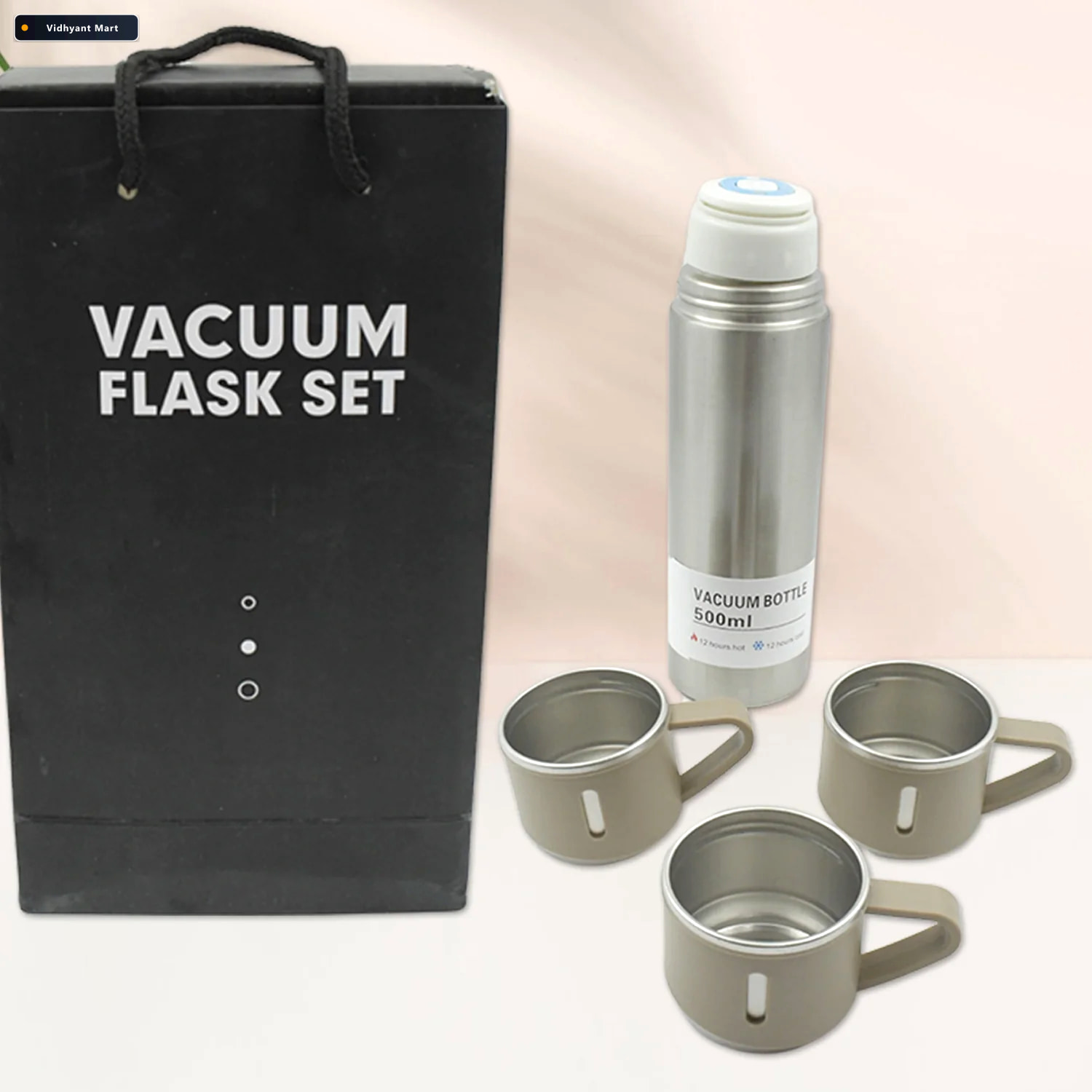 Vidhyant Mart Stainless Steel Vacuum Flask Set For Women With 3 3