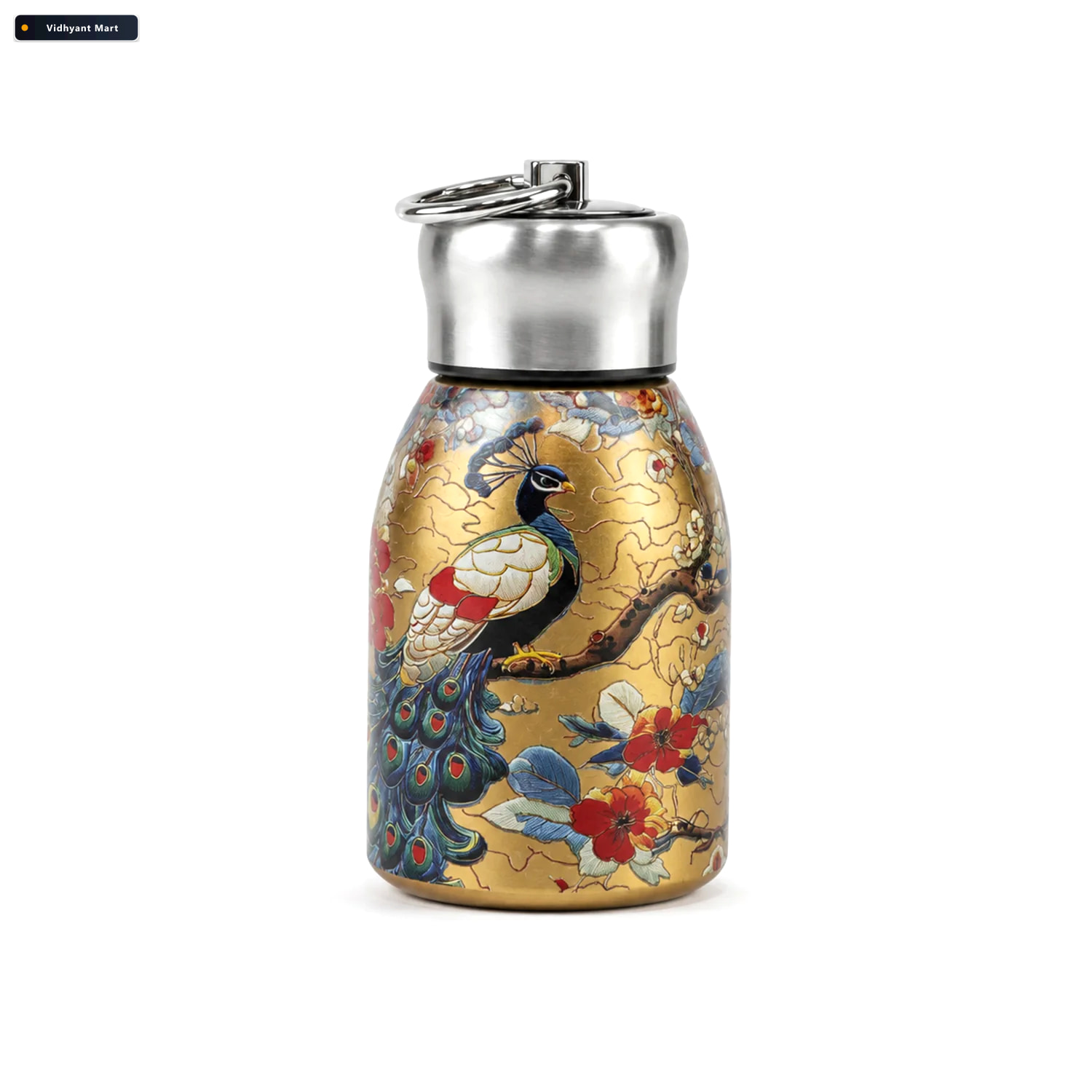 Vidhyant Mart Stainless Steel Vacuum Water Bottle With Peacock P 4