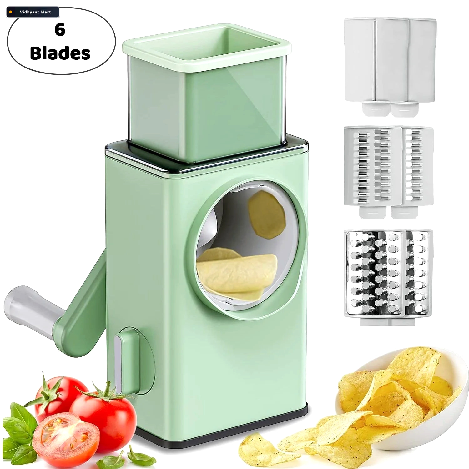 Vidhyant Mart Stainless Steel Vegetable Chopper 6 Blades Mandoli 3