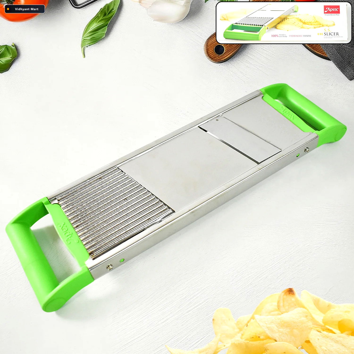 Vidhyant Mart Stainless Steel Vegetable Slicer Durable 2 In 1 Ma 2