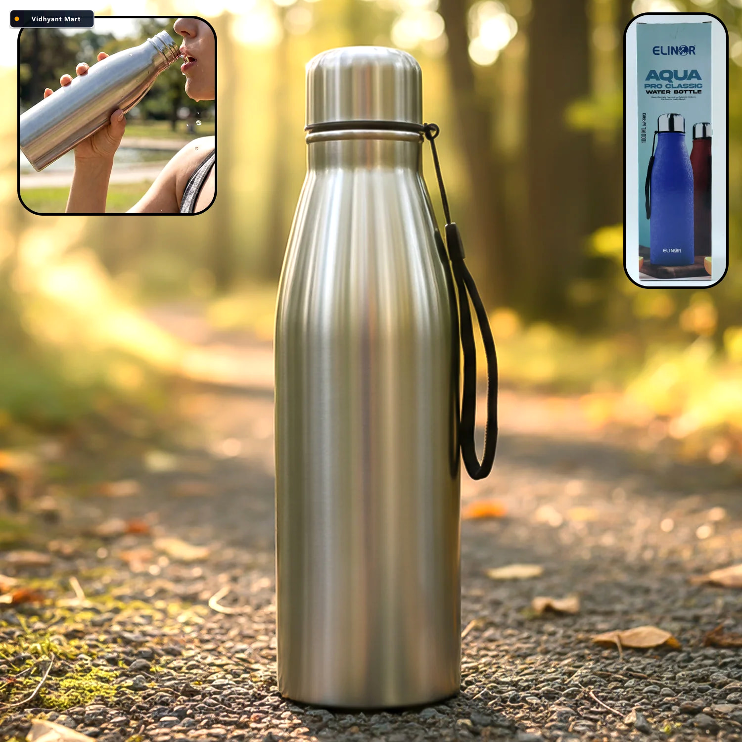Vidhyant Mart Stainless Steel Water Bottle 1000 Ml Leakproof Wit 1