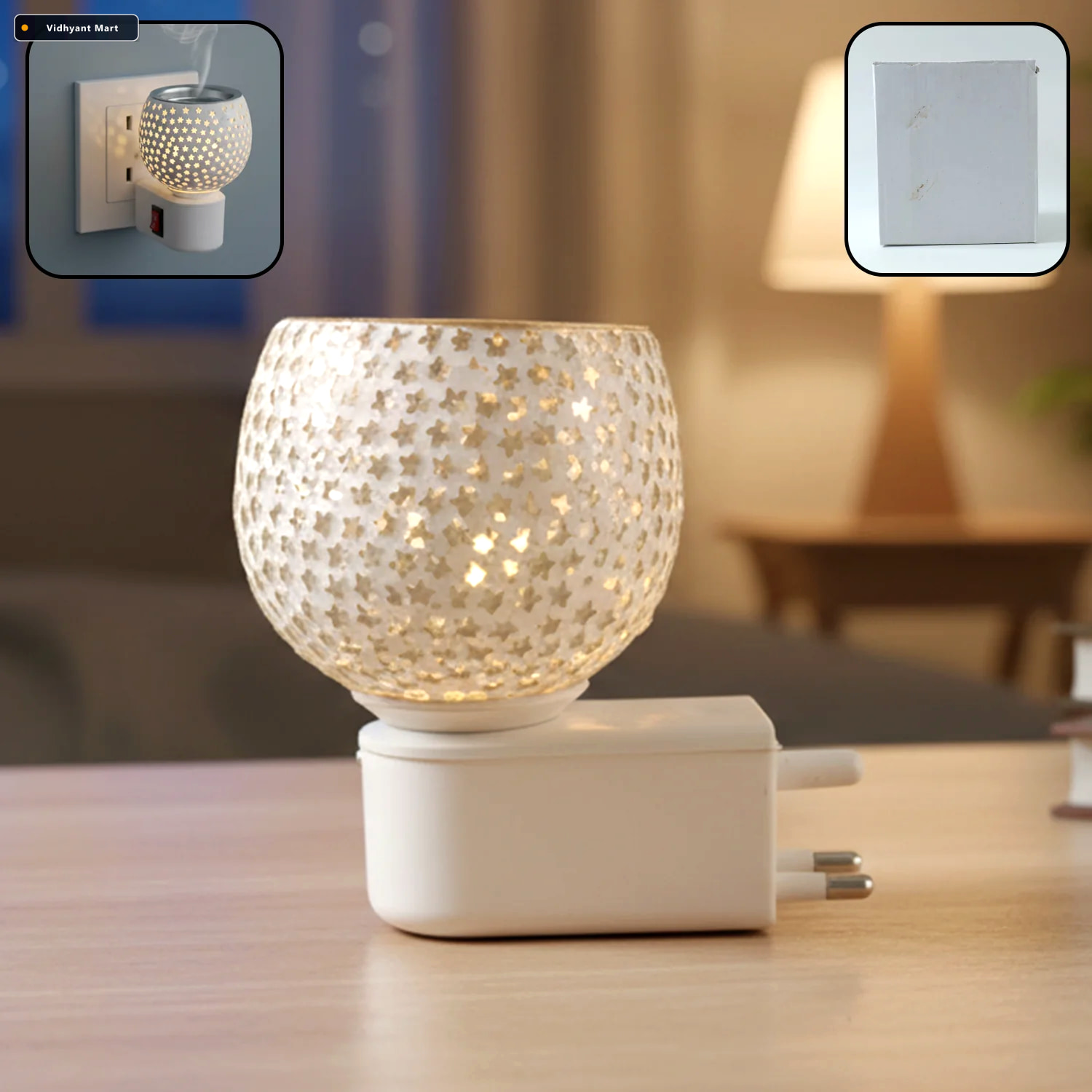 Vidhyant Mart Star Cut Glass Aroma Diffuser Elegant Plug In Nigh 1