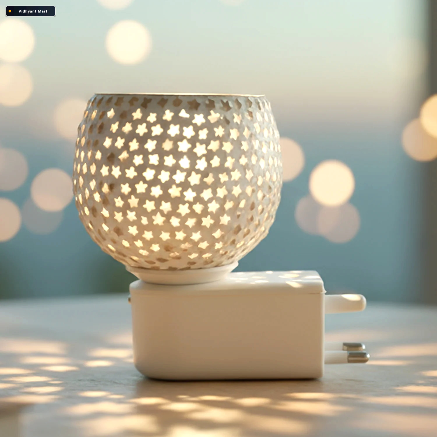 Vidhyant Mart Star Cut Glass Aroma Diffuser Elegant Plug In Nigh 2
