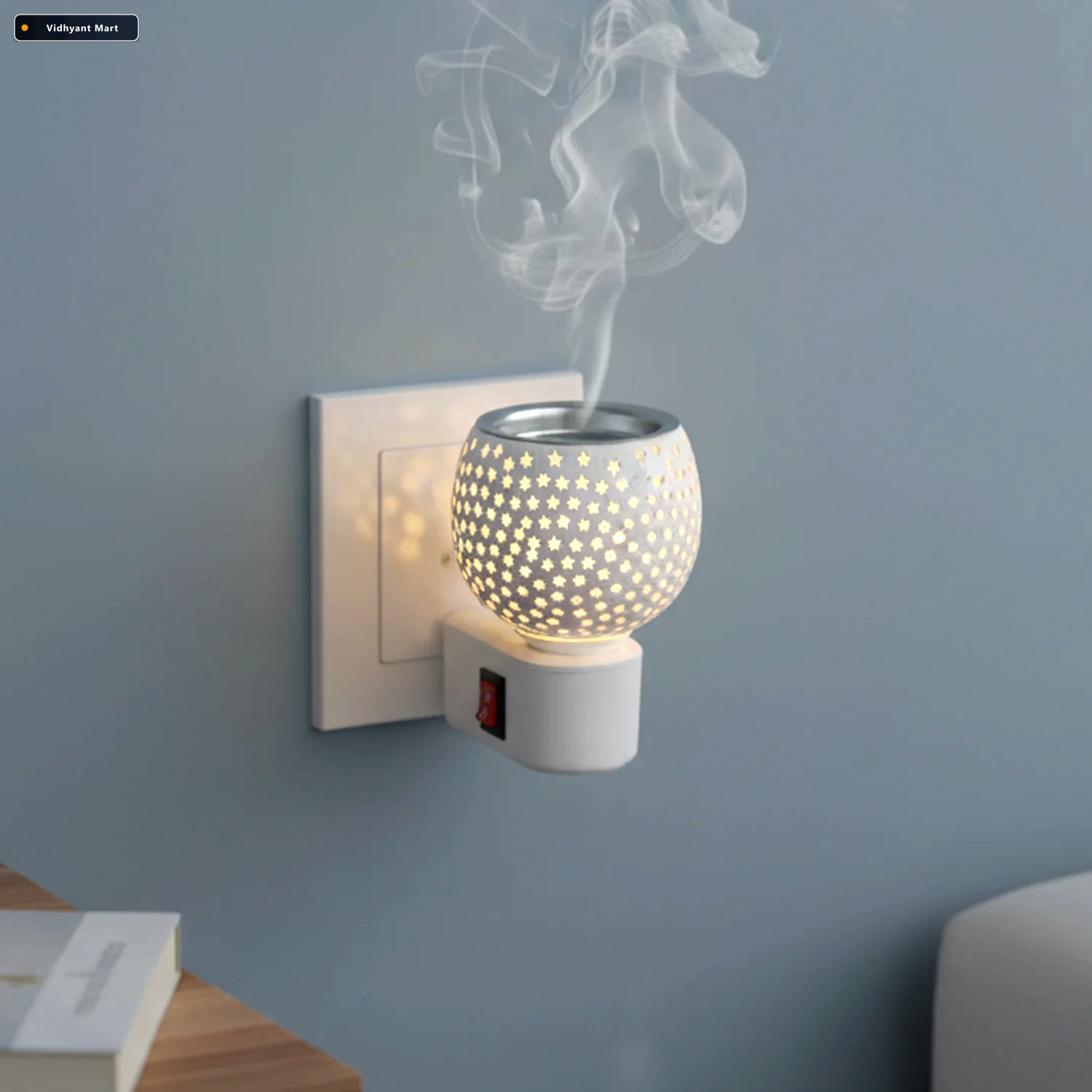 Vidhyant Mart Star Cut Glass Aroma Diffuser Elegant Plug In Nigh 3