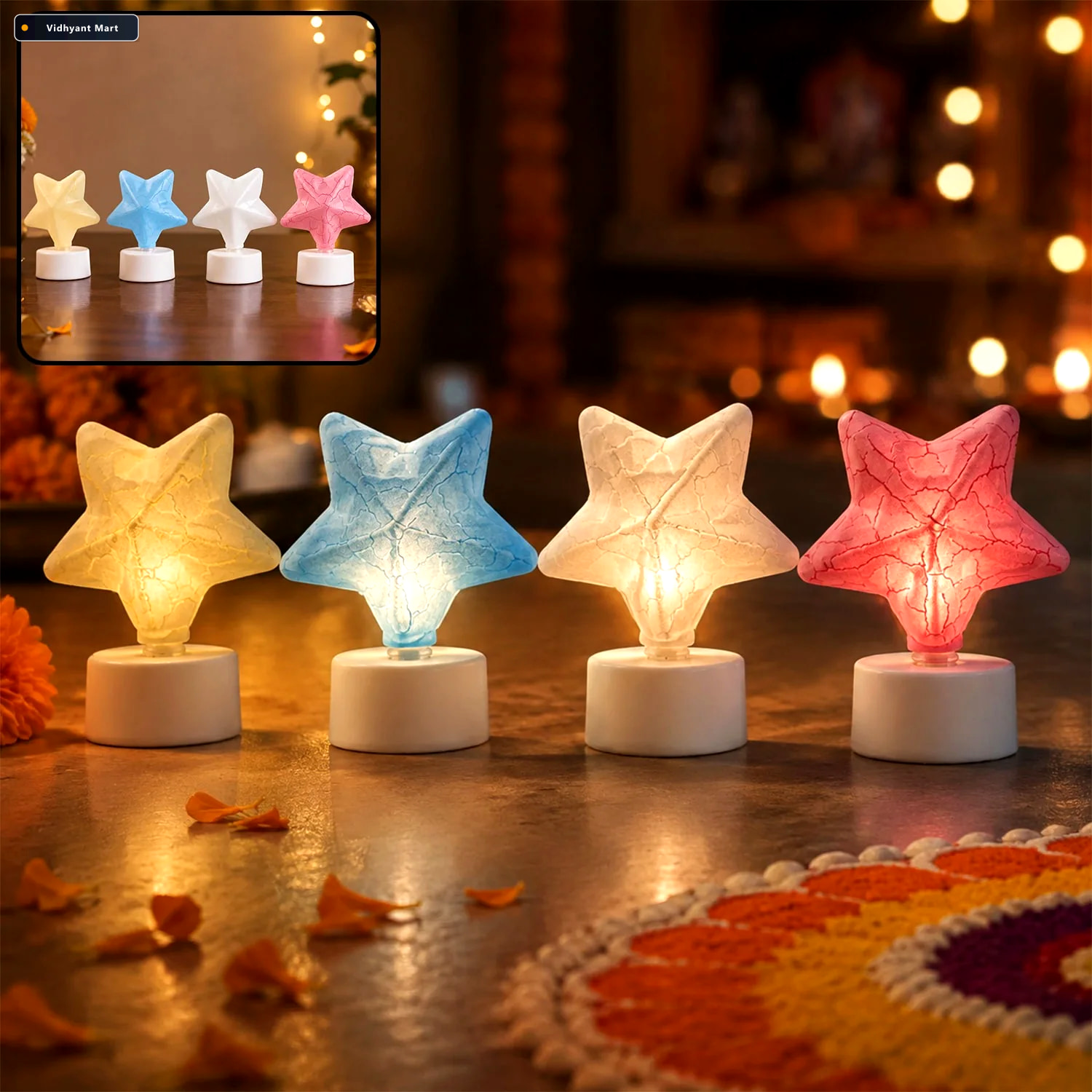 Vidhyant Mart Star Led Tealight Candles Set Of 4 Flameless Festi 1