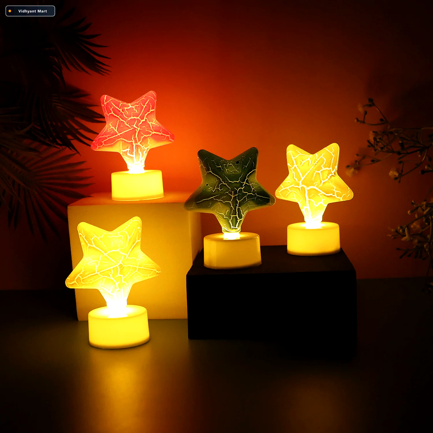 Vidhyant Mart Star Led Tealight Candles Set Of 4 Flameless Festi 2