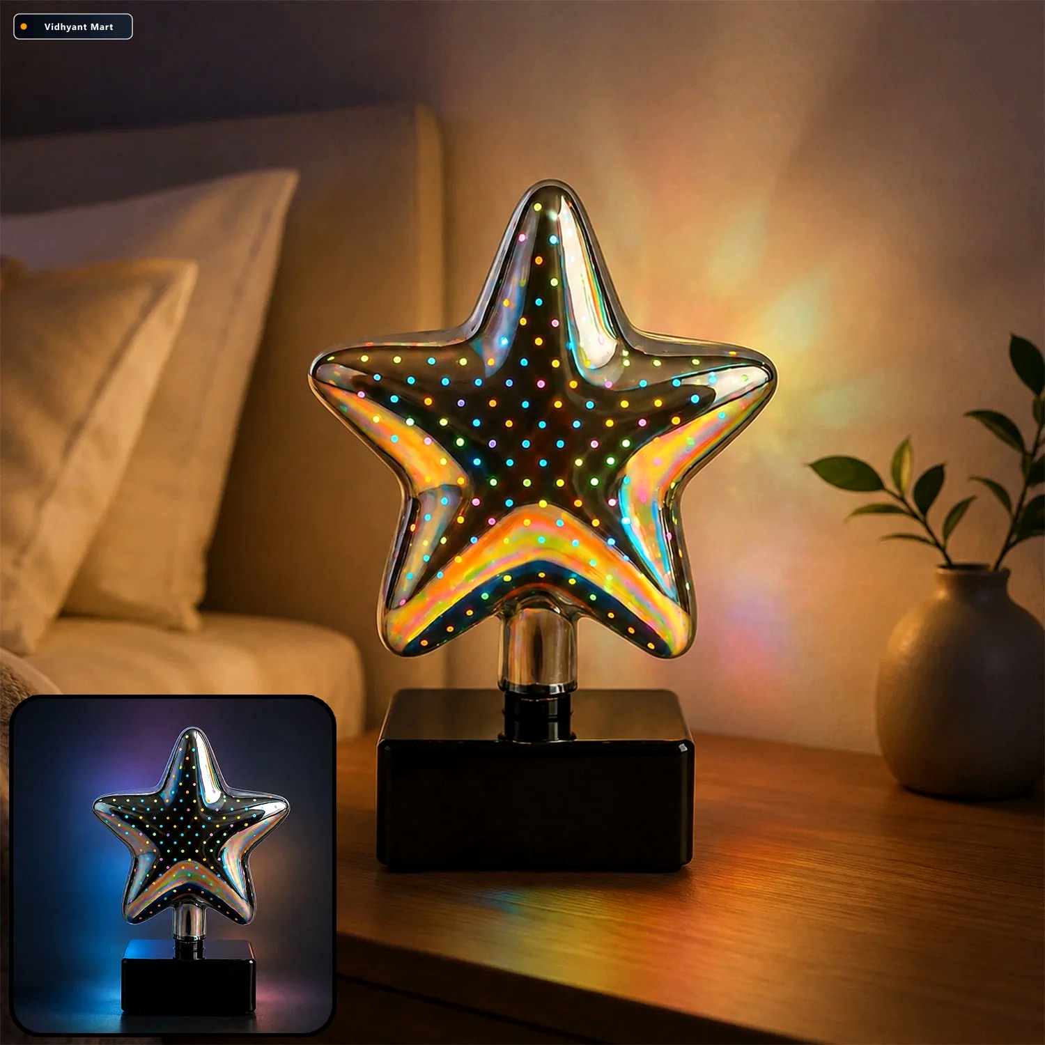Vidhyant Mart Star Shaped 3d Illusion Led Night Lamp Multicolor 1