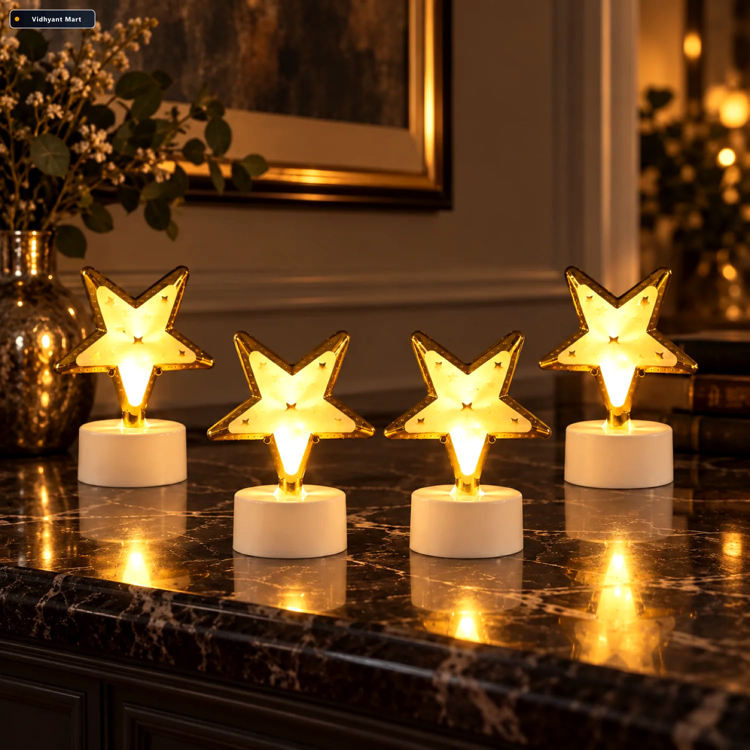 Vidhyant Mart Star Shaped Flameless Led Candles Set Of 4 For Hom 1