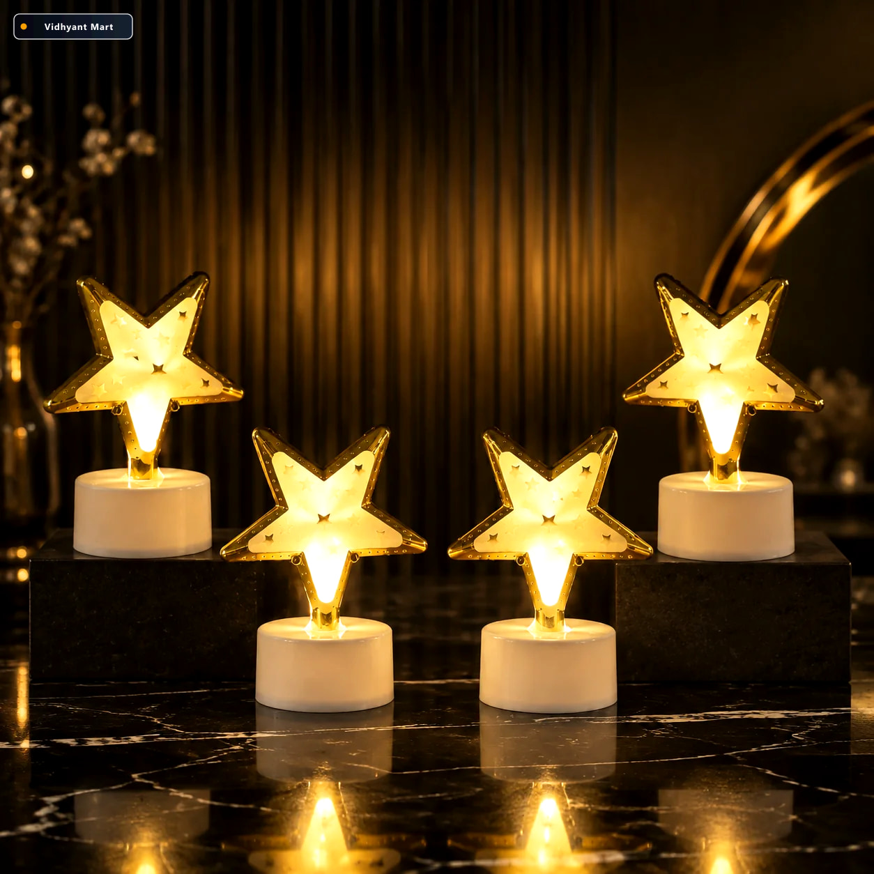 Vidhyant Mart Star Shaped Flameless Led Candles Set Of 4 For Hom 2