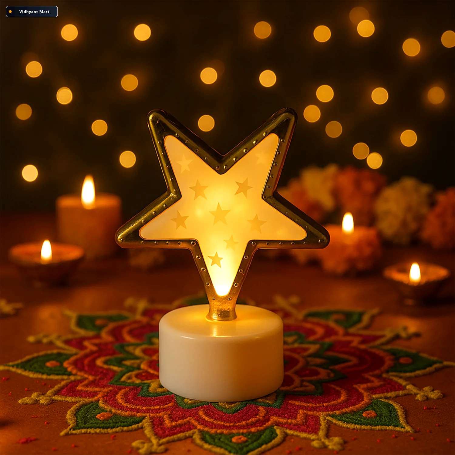 Vidhyant Mart Star Shaped Flameless Led Candles Set Of 4 For Hom 3