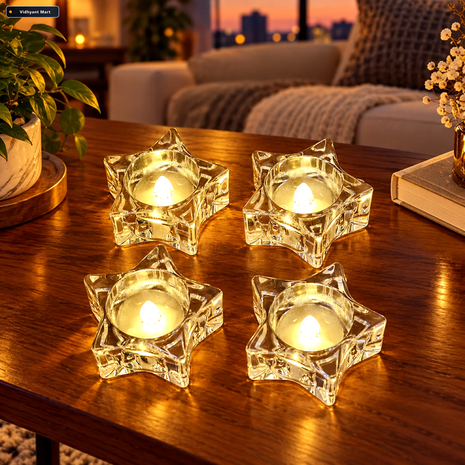 Vidhyant Mart Star Shaped Led Candles Flameless Decorative Teali 1