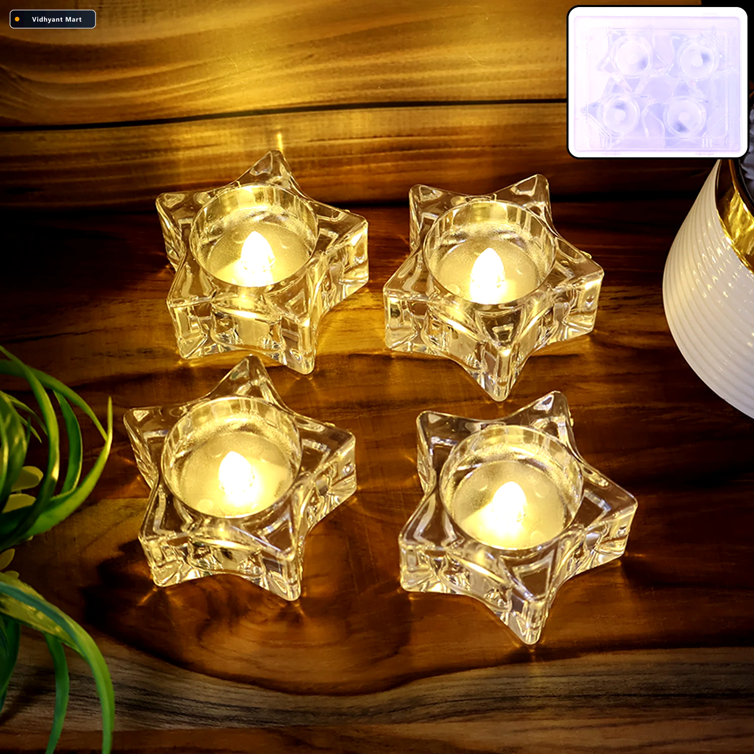 Vidhyant Mart Star Shaped Led Candles Flameless Decorative Teali 2