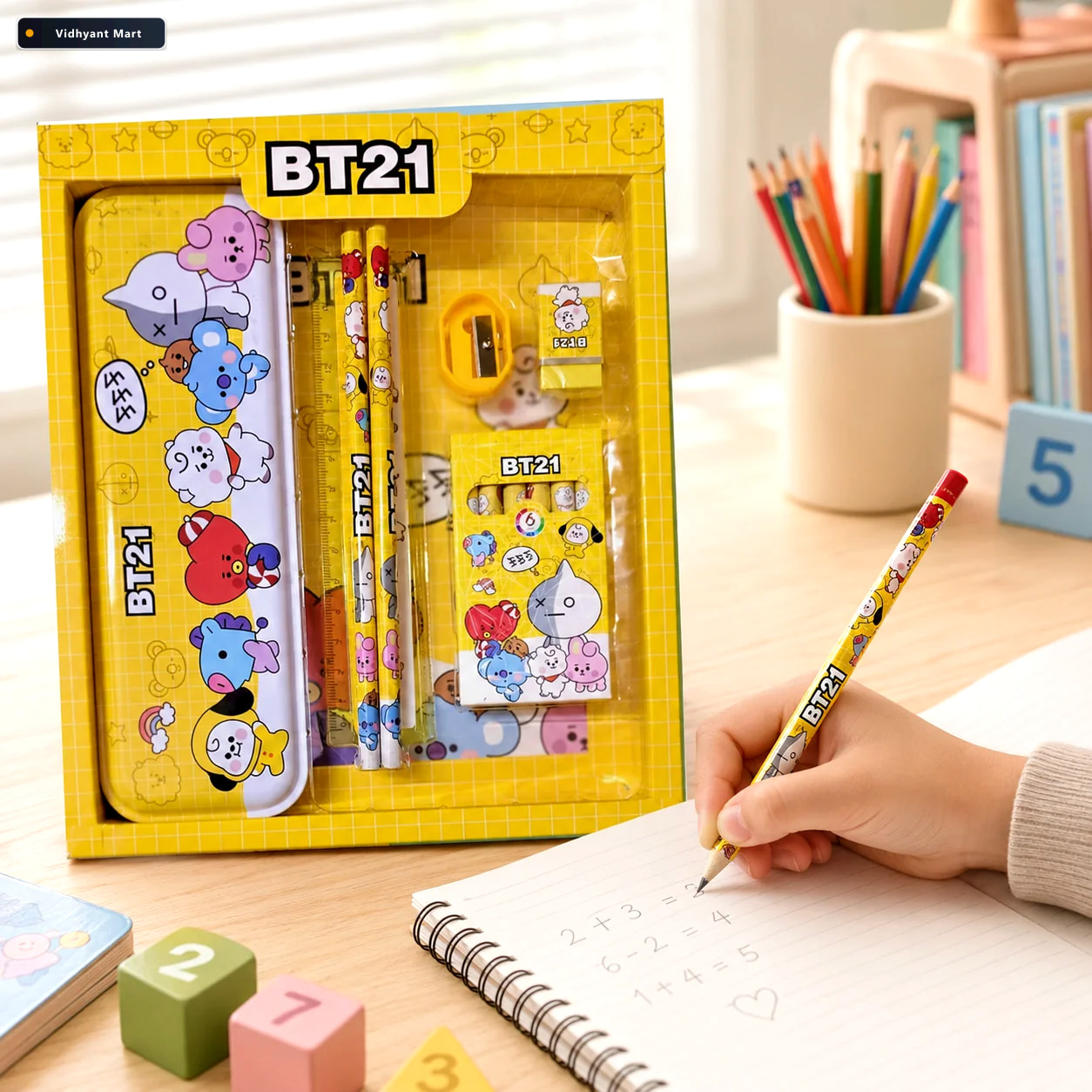Vidhyant Mart Stationery Kit For Kids 12 Pc Metal Pencil Box Set 1