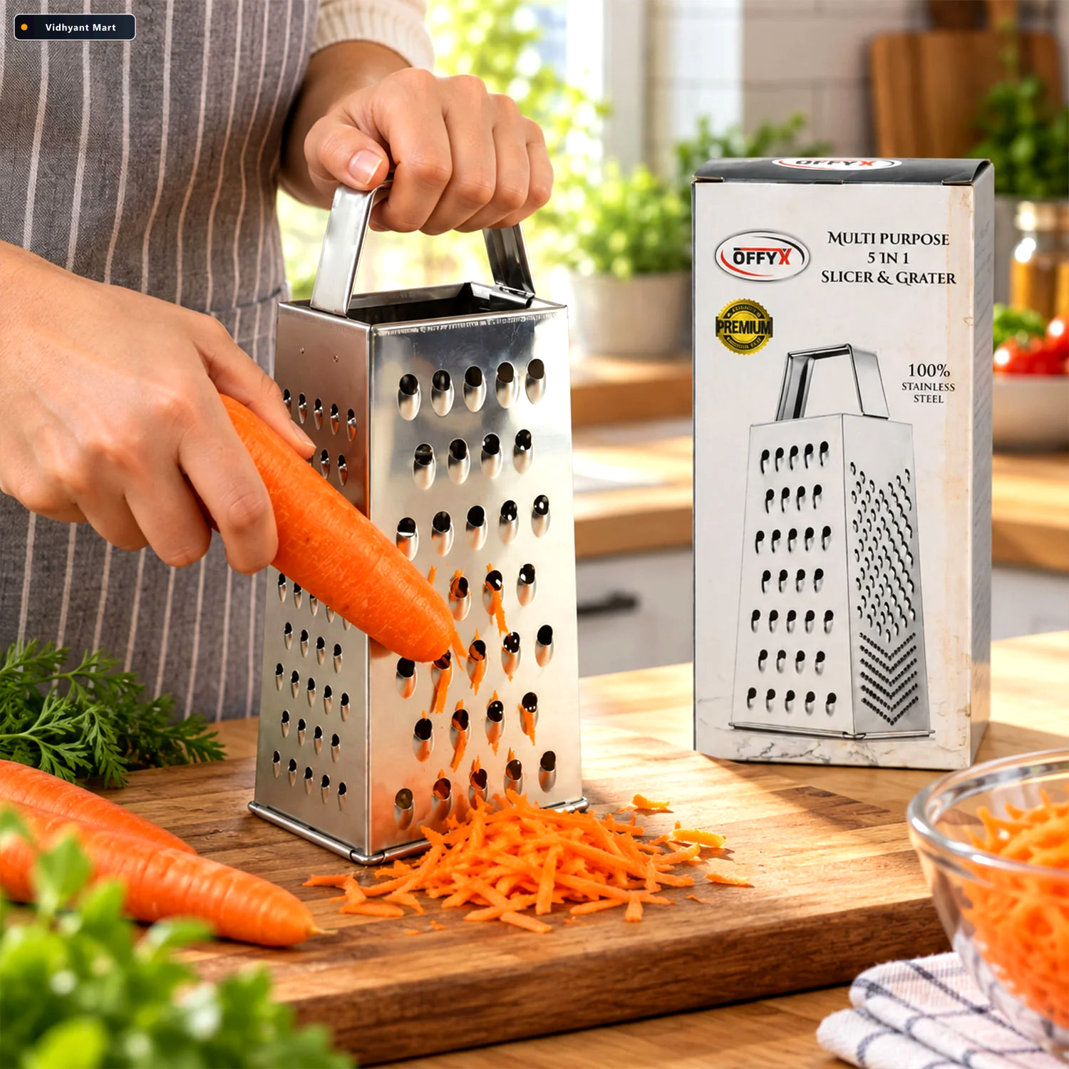 Vidhyant Mart Steel Box Grater And Vegetable Slicer For Cheese S 1