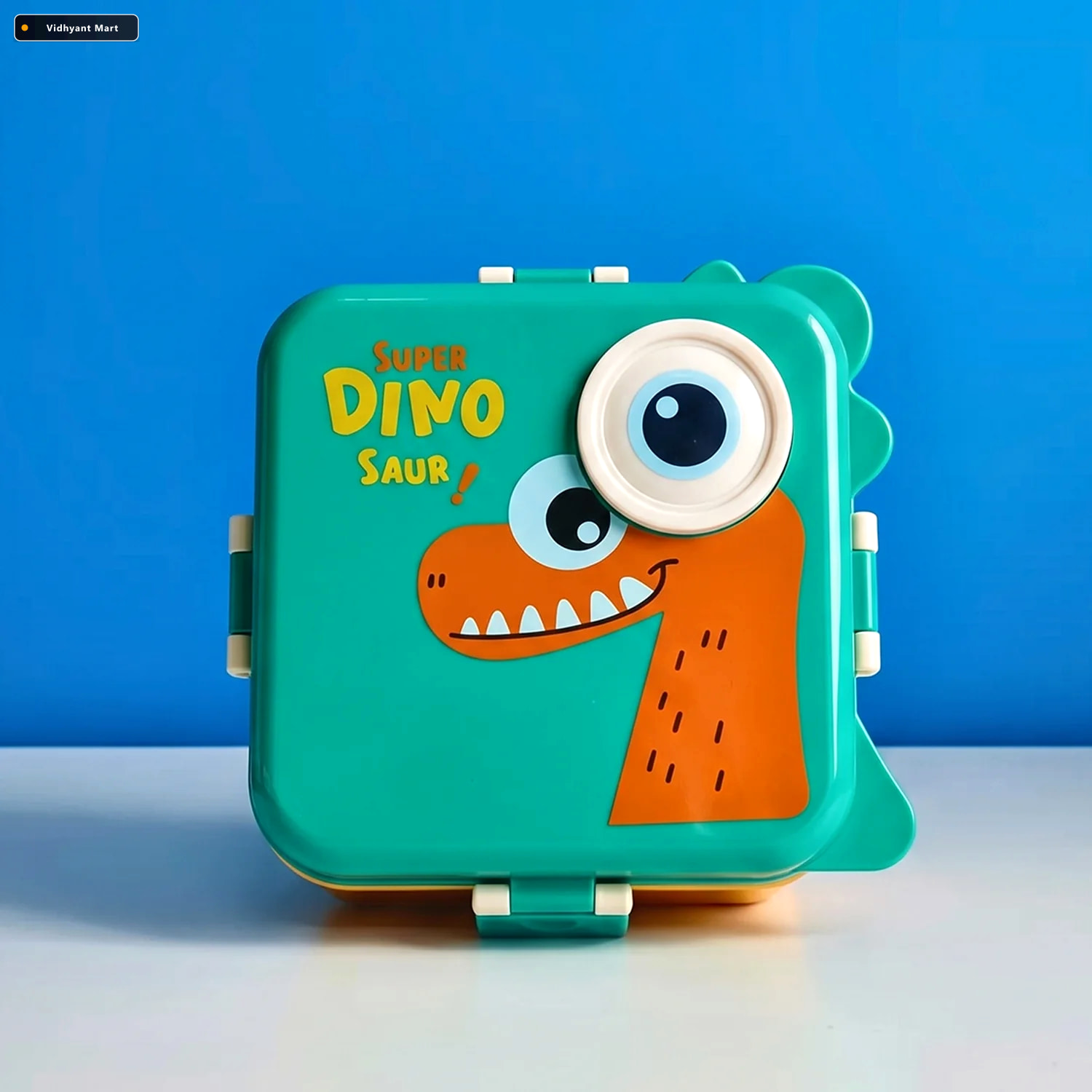 Vidhyant Mart Steel Kids Dinosaur Lunch Box Bento Tiffin With St 2