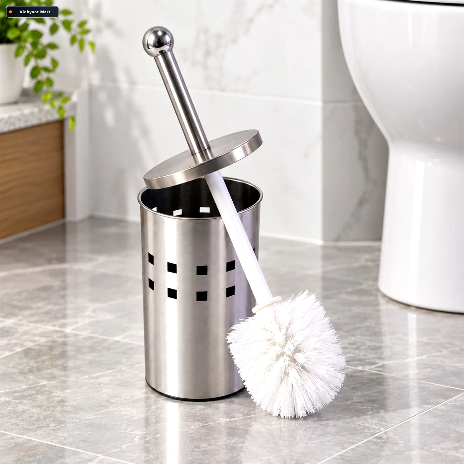 Vidhyant Mart Steel Toilet Brush Holder Set For Bathroom Covered 1