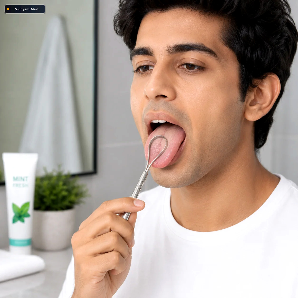 Vidhyant Mart Steel Tongue Cleaner Fresh Breath Oral Hygiene Min 1