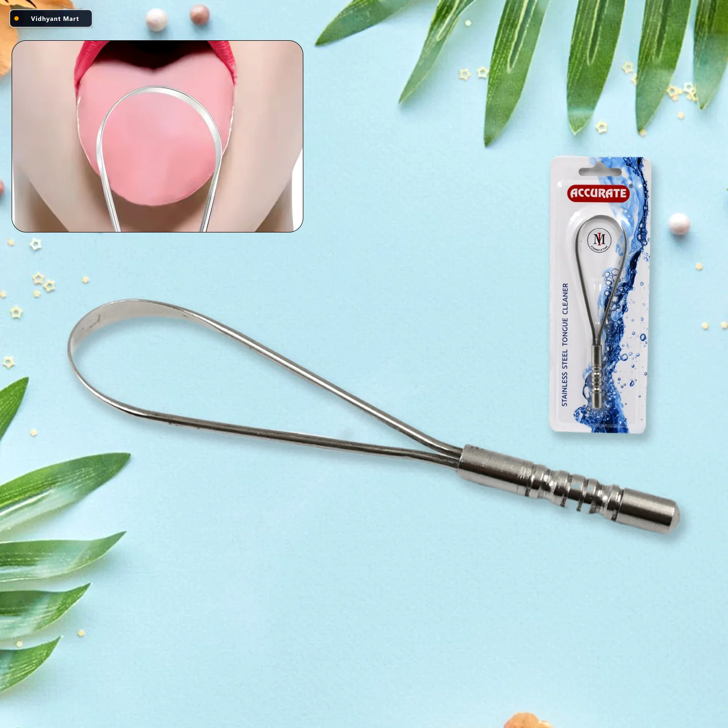 Vidhyant Mart Steel Tongue Cleaner Fresh Breath Oral Hygiene Min 4