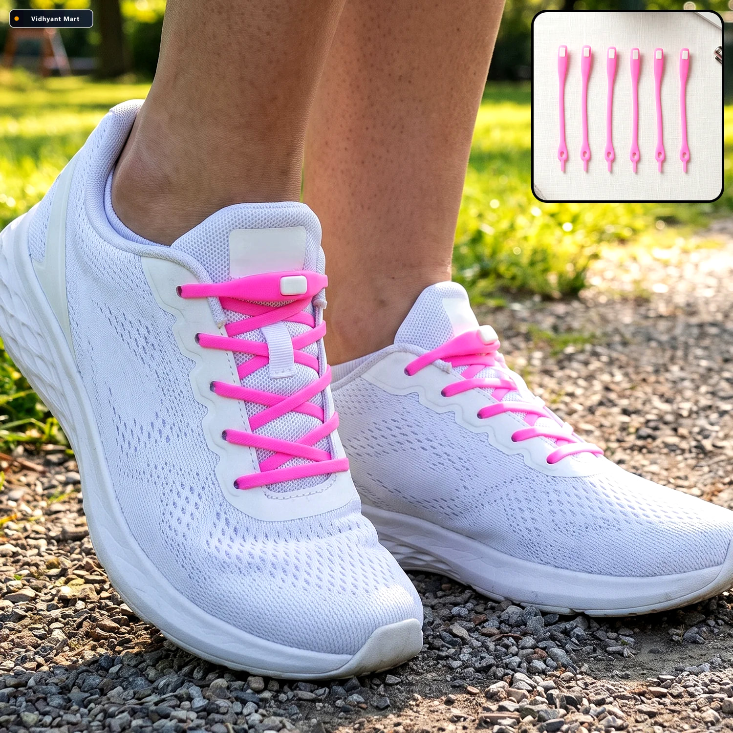 Vidhyant Mart Stretchable Silicone Shoelaces No Tie Elastic Lace 1