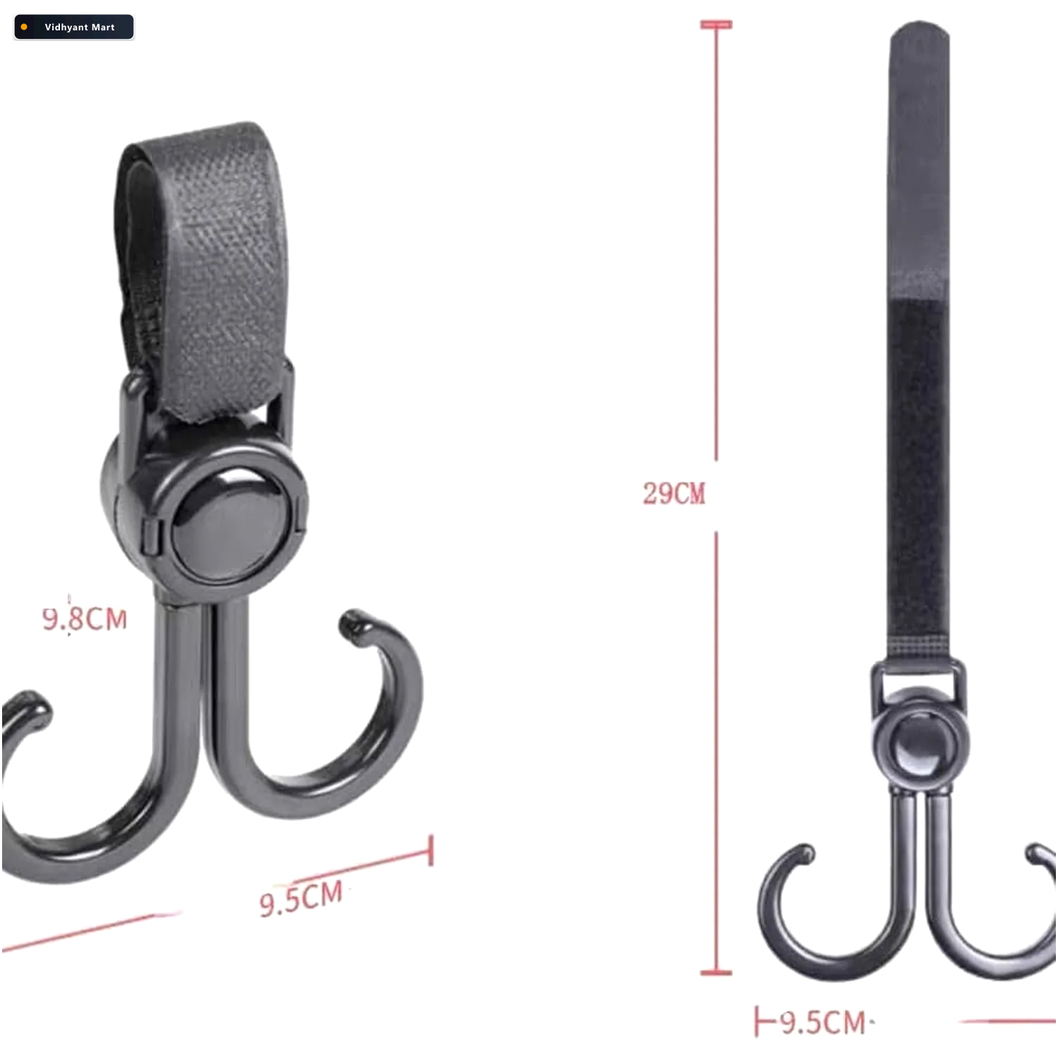 Vidhyant Mart Stroller Hook 360 Rotating Multi Purpose Bag Hange 4
