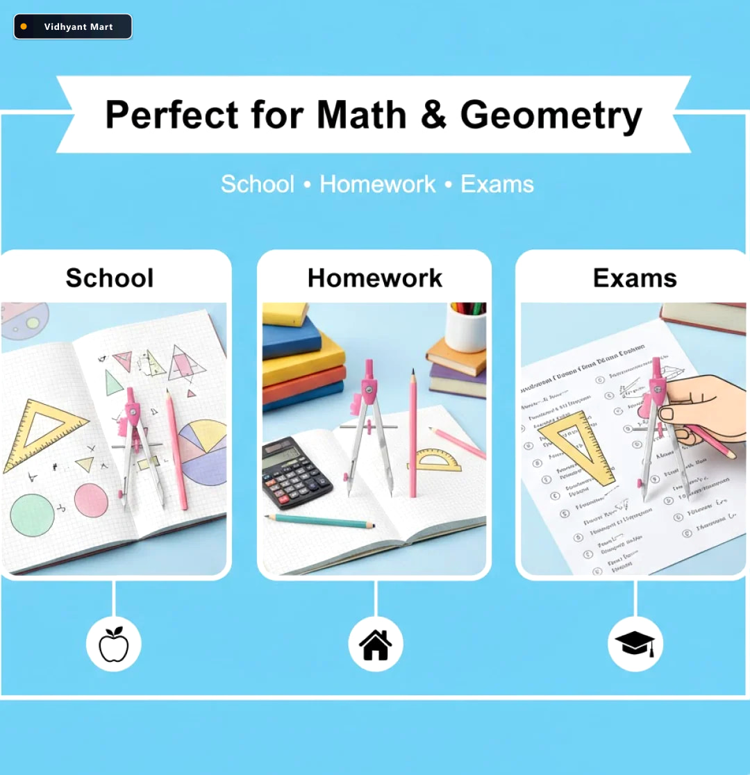 Vidhyant Mart Student Geometry Compass Set 4 In 1 Precision Draw 4